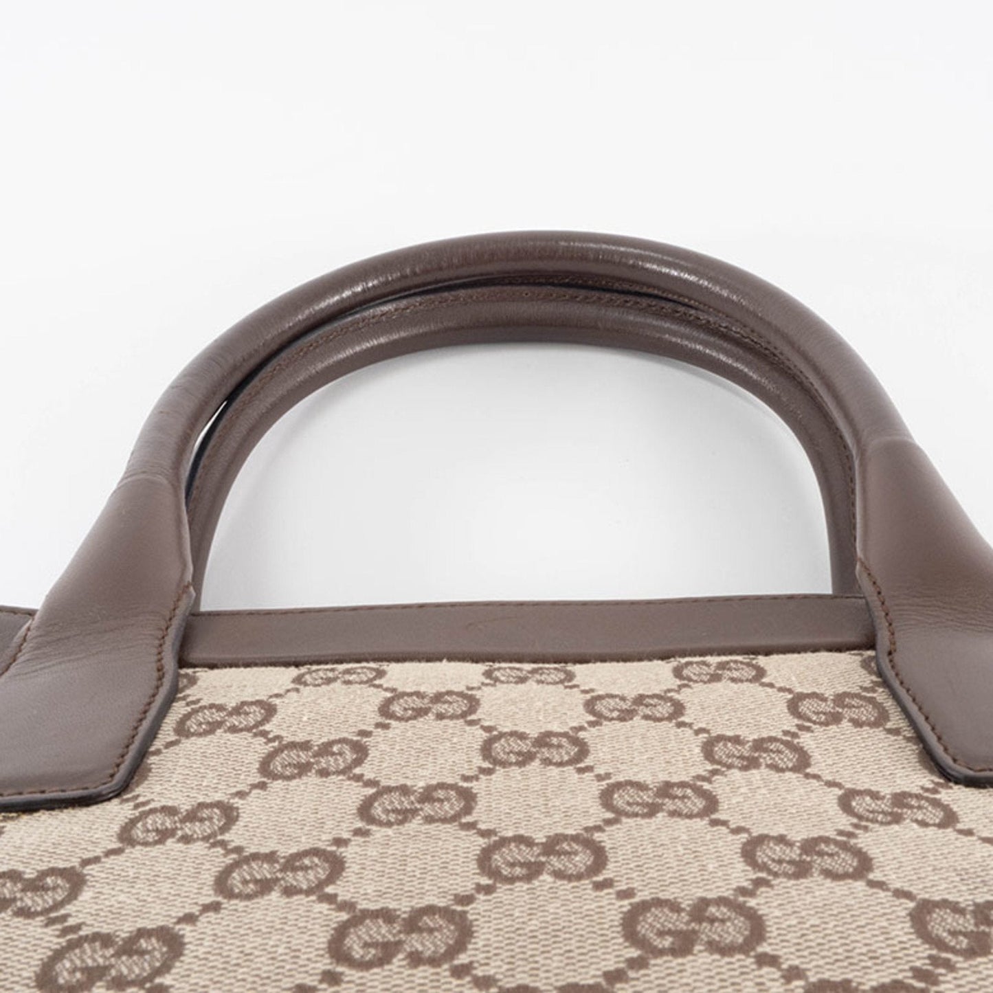 Gucci Gg Canvas Beige Brown Gg Canvas Leather Tote Bag ( )
