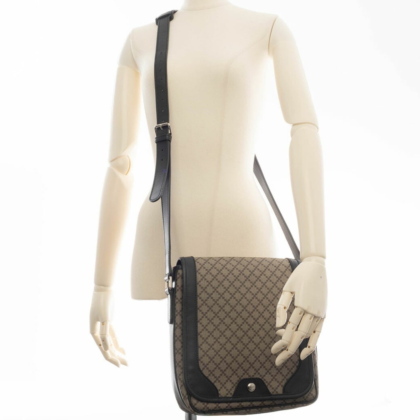 Gucci Beige Black Pvc Leather Shoulder Bag ( )