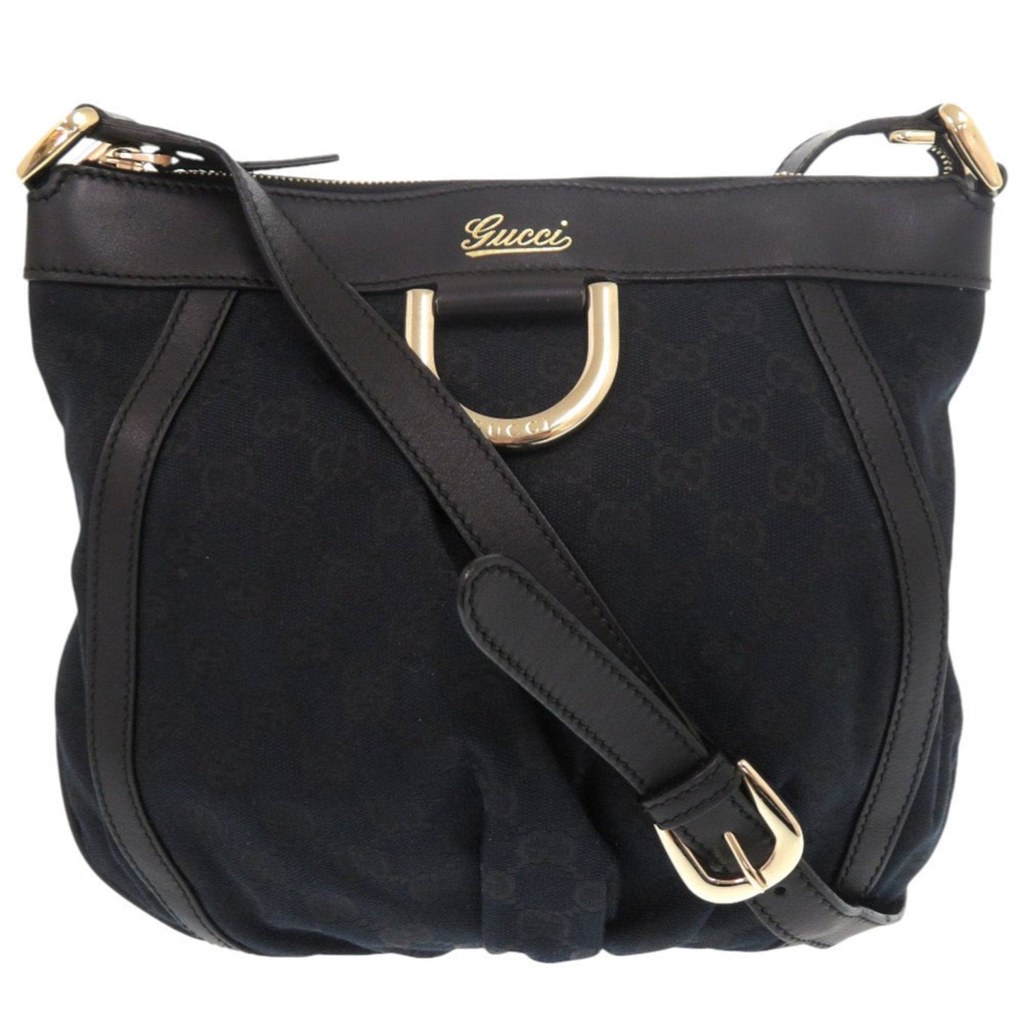 Gucci Black Gg Canvas Leather Shoulder Bag ( )