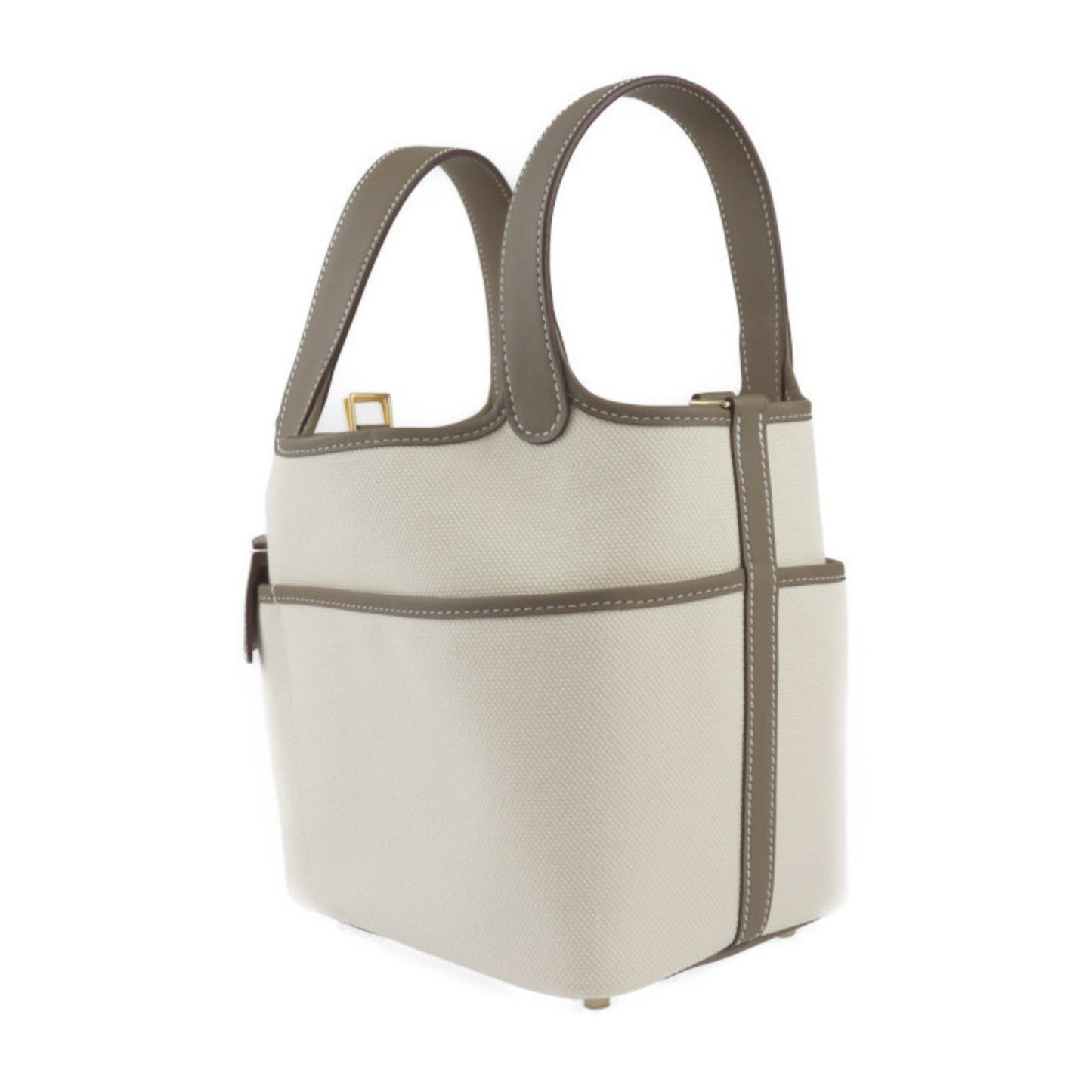 Hermes Picotin Ecru Etoupe Gray Epsom Leather Handbag Tote Bag ( )