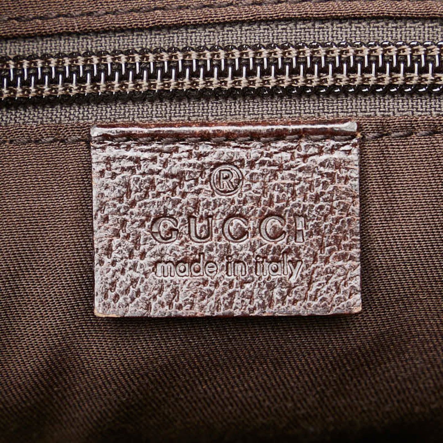 Gucci Beige Brown Canvas Leather Shoulder Bag ( )