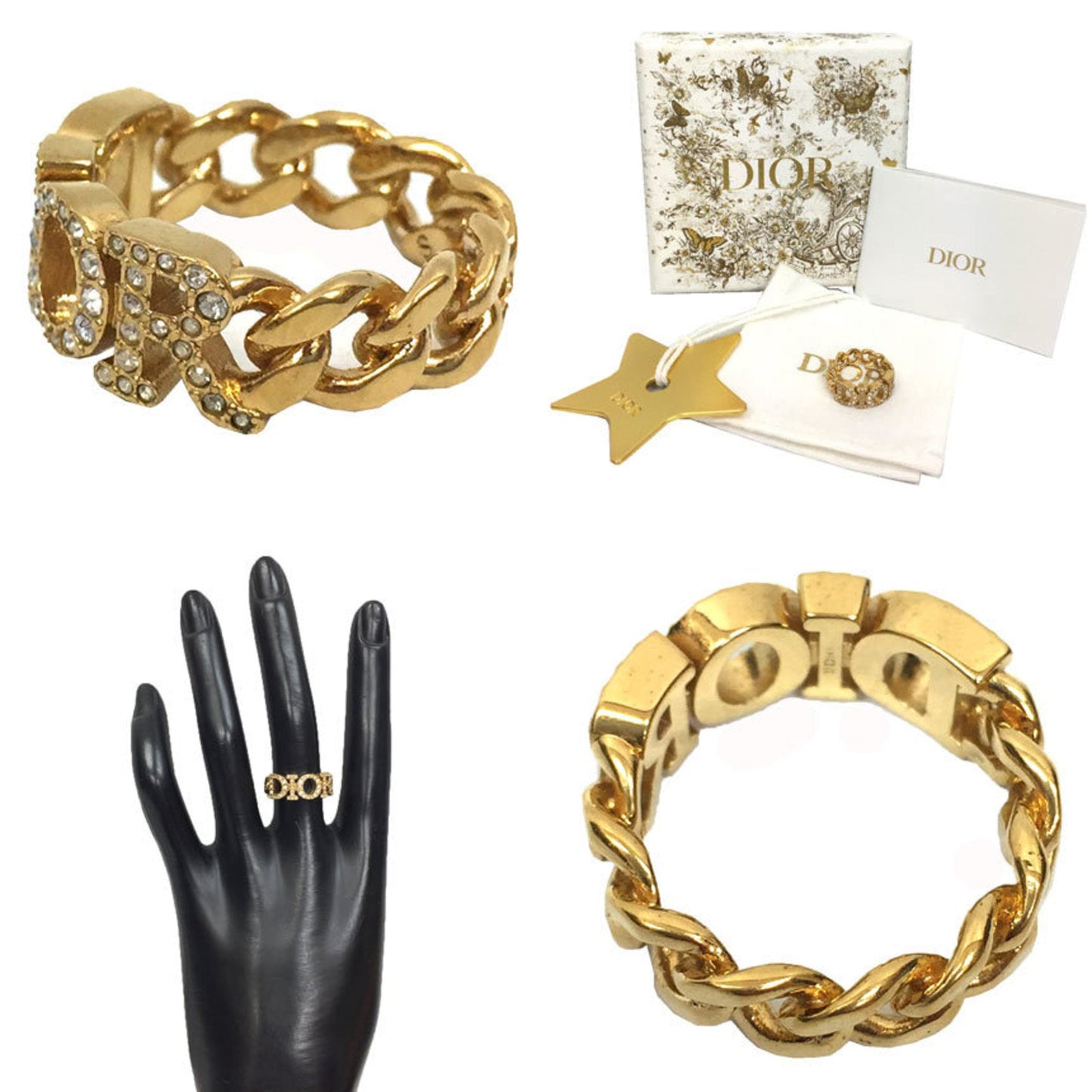 Christian Dior Gold White Metal Band Ring ()