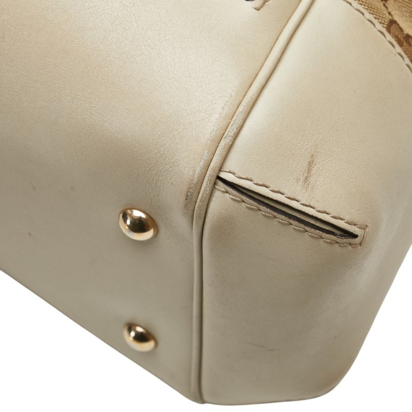 Gucci Gg Canvas Beige Gg Canvas Leather Shoulder Bag Tote Bag ( )