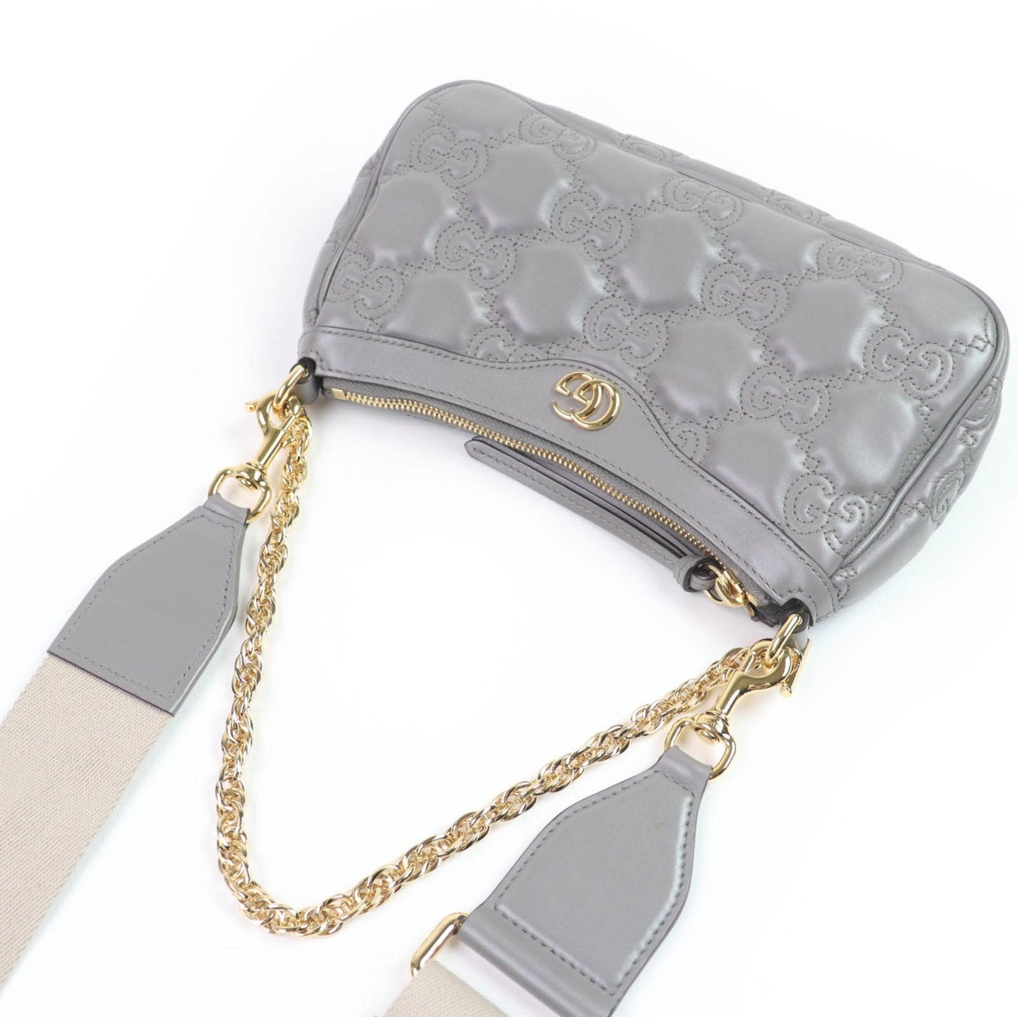 Gucci Gray Leather Handbag Shoulder Bag ( )