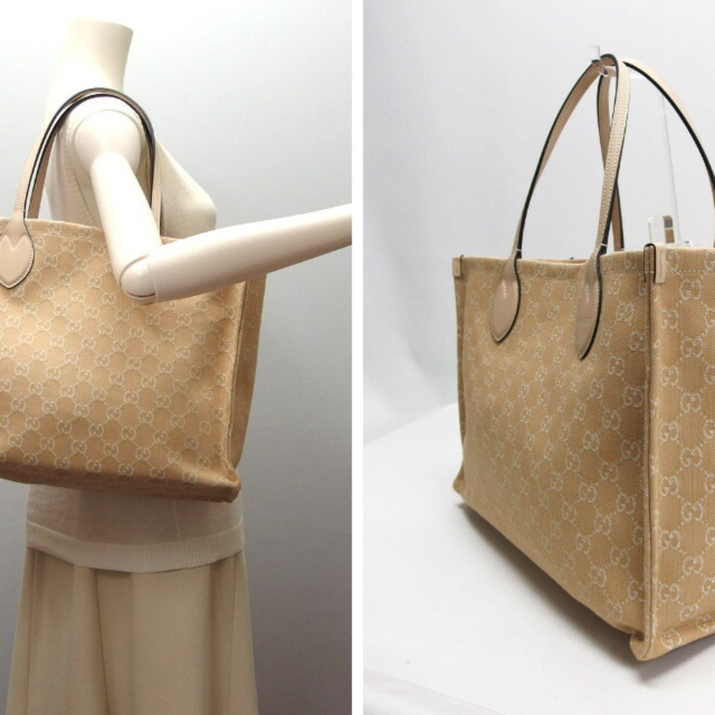 Gucci Ophidia Beige Canvas Handbag Tote Bag ( )