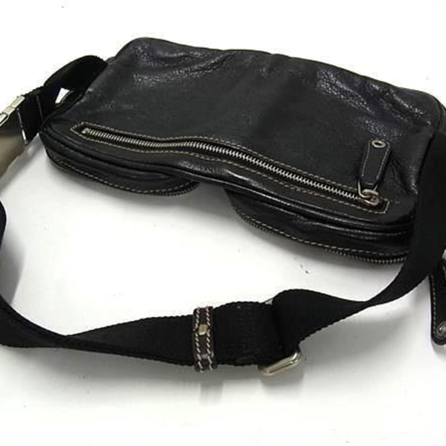 Gucci Black Leather Fanny Pack Sling Bag ( )