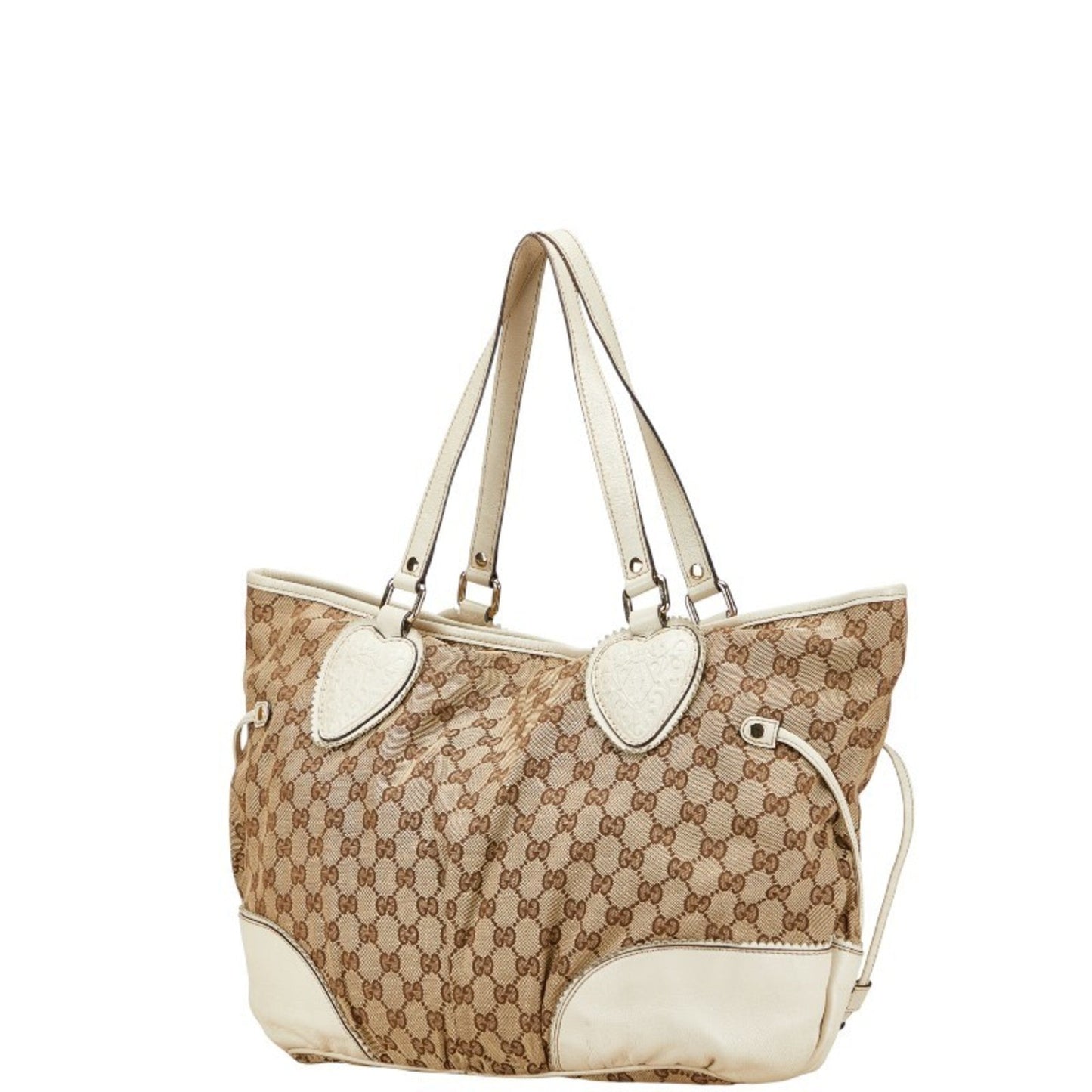 Gucci Gg Canvas Beige White Gg Canvas Leather Shoulder Bag Tote Bag ( )