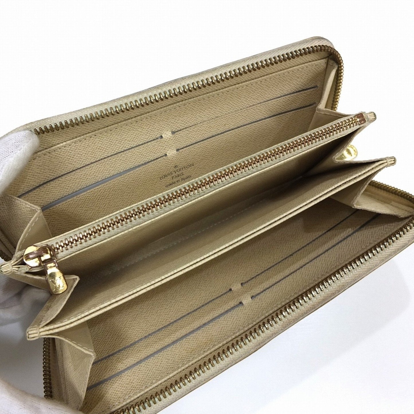 LOUIS VUITTON Long Wallet Zippy N41660  Damier Azur White Round