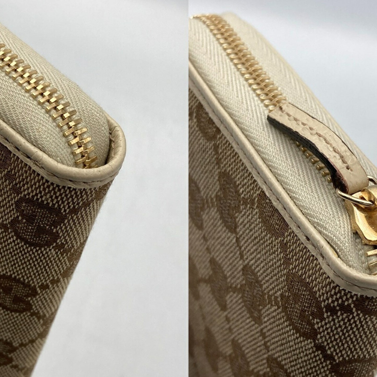 Gucci Beige Canvas Leather Long Wallet (Bi-Fold) ( )
