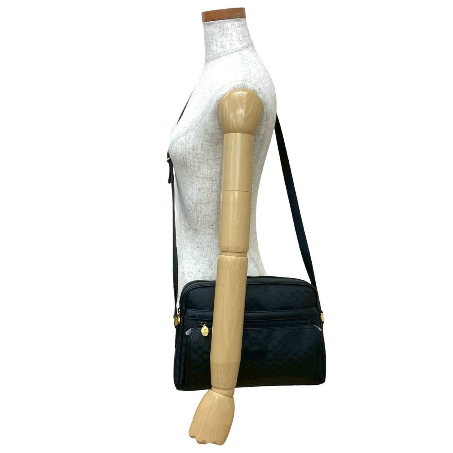 Gucci Black Leather Pvc Pochette Shoulder Bag ( )
