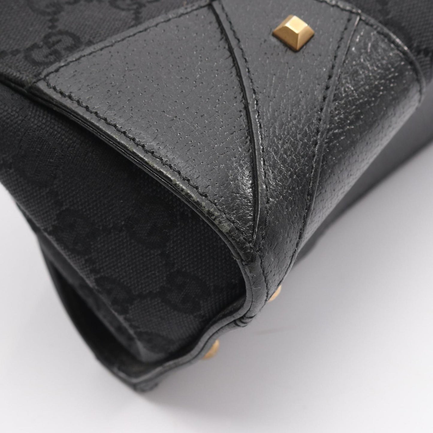 Gucci Black Canvas Leather Handbag ( )