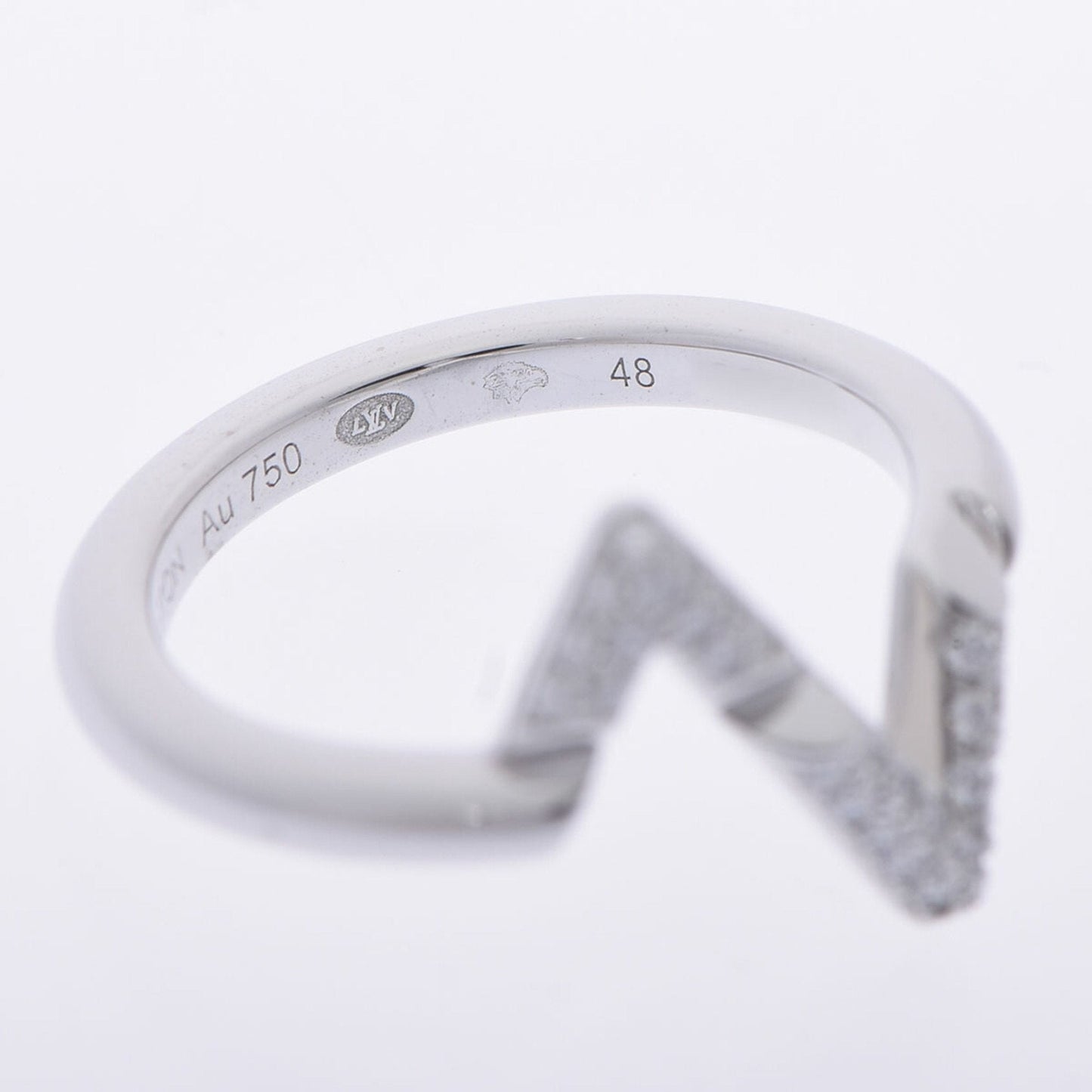 LOUIS VUITTON LV Vault Upside Down Ring #48 Q9Q31I No. 7 Women's K18 White Gold