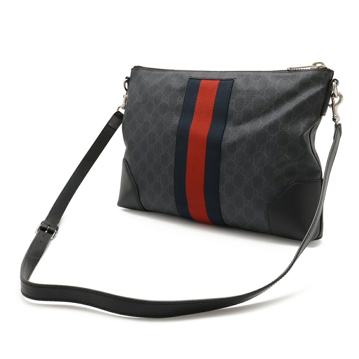 Gucci Black Gray Navy Red Color Gg Supreme Leather Clutch Bag Shoulder Bag ( )