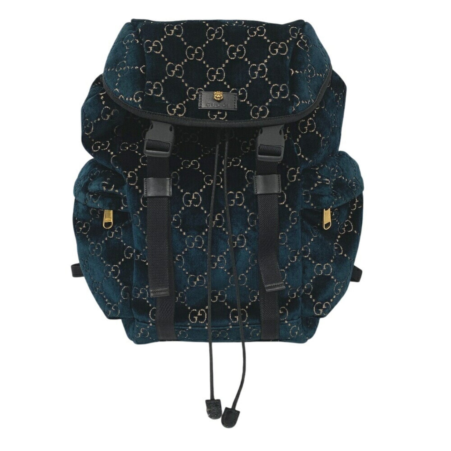 Gucci Black Green Leather Nylon Backpack