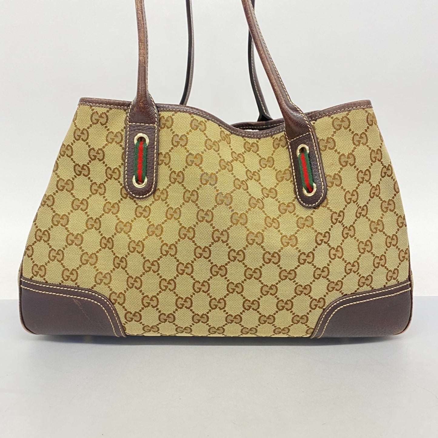 Gucci Beige Brown Canvas Tote Bag ( )
