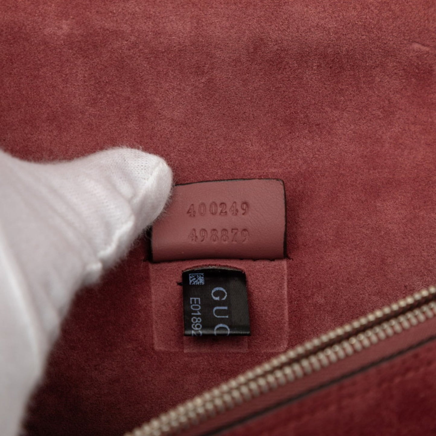 Gucci Beige Red Color Pvc Suede Shoulder Bag ( )