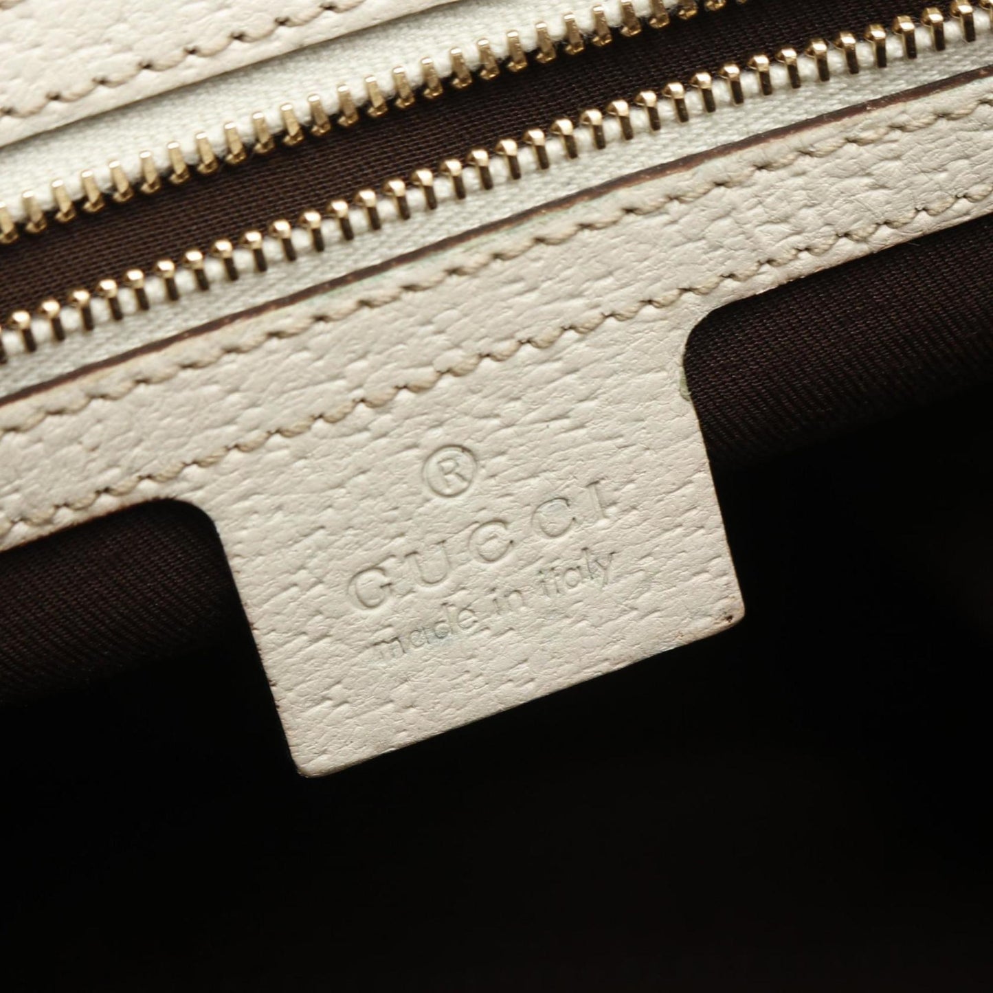 Gucci Beige White Canvas Leather Tote Bag ( )