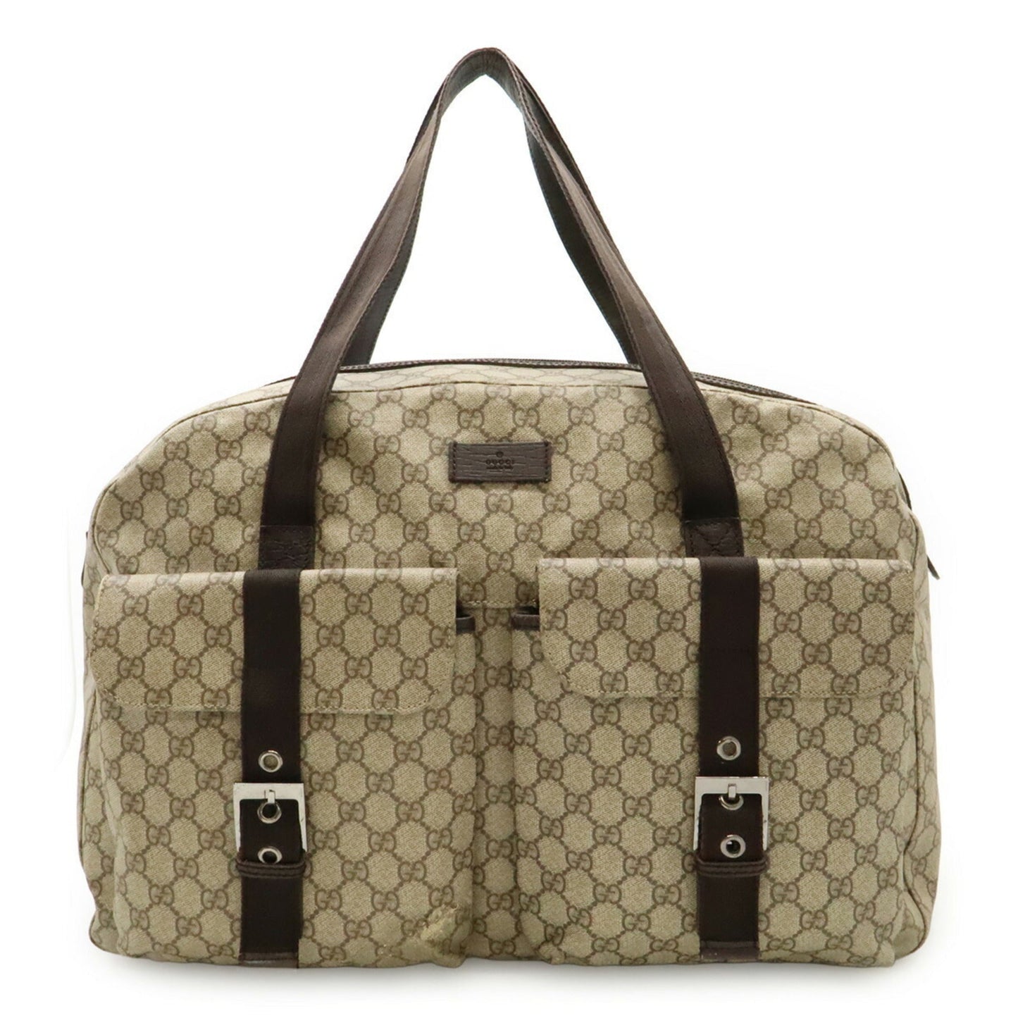 Gucci Beige Dark Brown Pvc Leather Boston Bag Tote Bag ( )