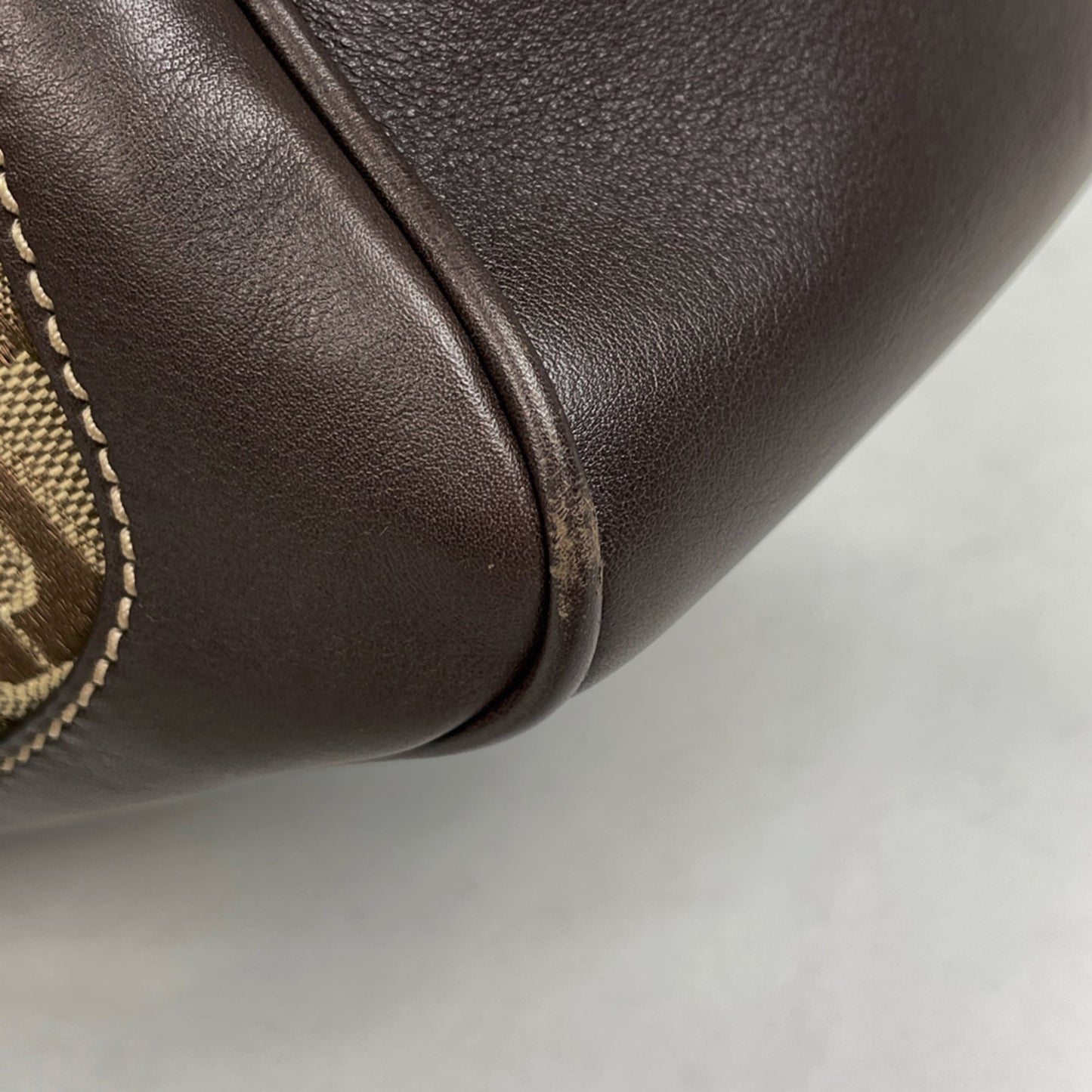 Gucci Brown Leather Canvas Handbag ( )