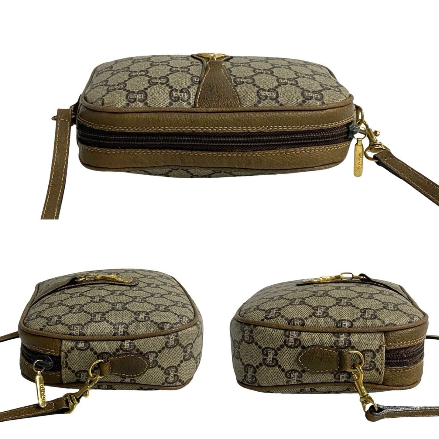 Gucci Brown Leather Pvc Pochette Shoulder Bag ( )