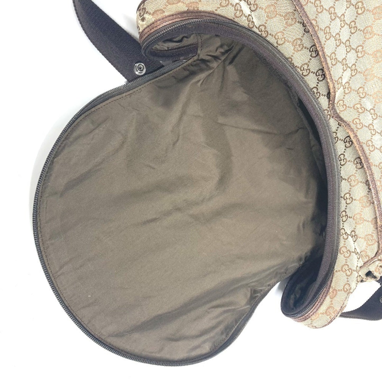 Gucci Gg Canvas Beige Dark Brown Gg Canvas Leather Shoulder Bag ( )