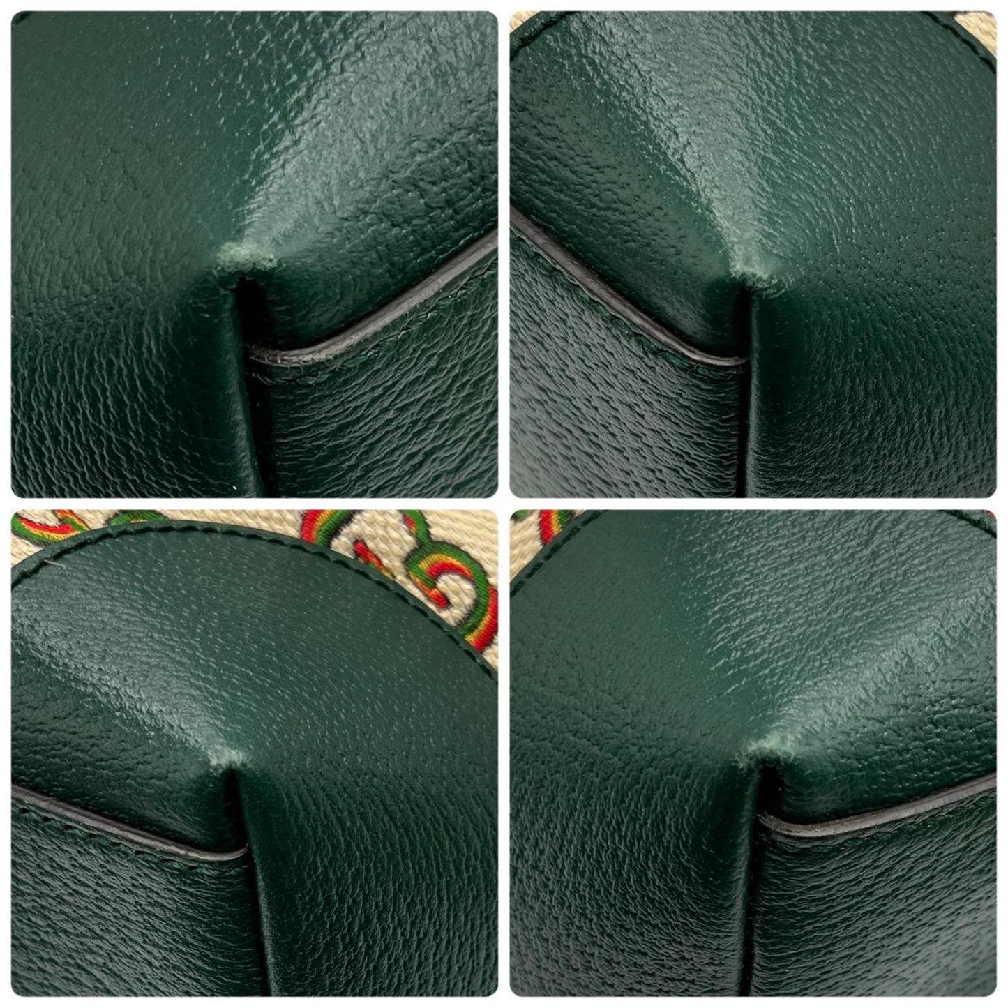 Gucci Green Ivory Canvas Tote Bag ( )