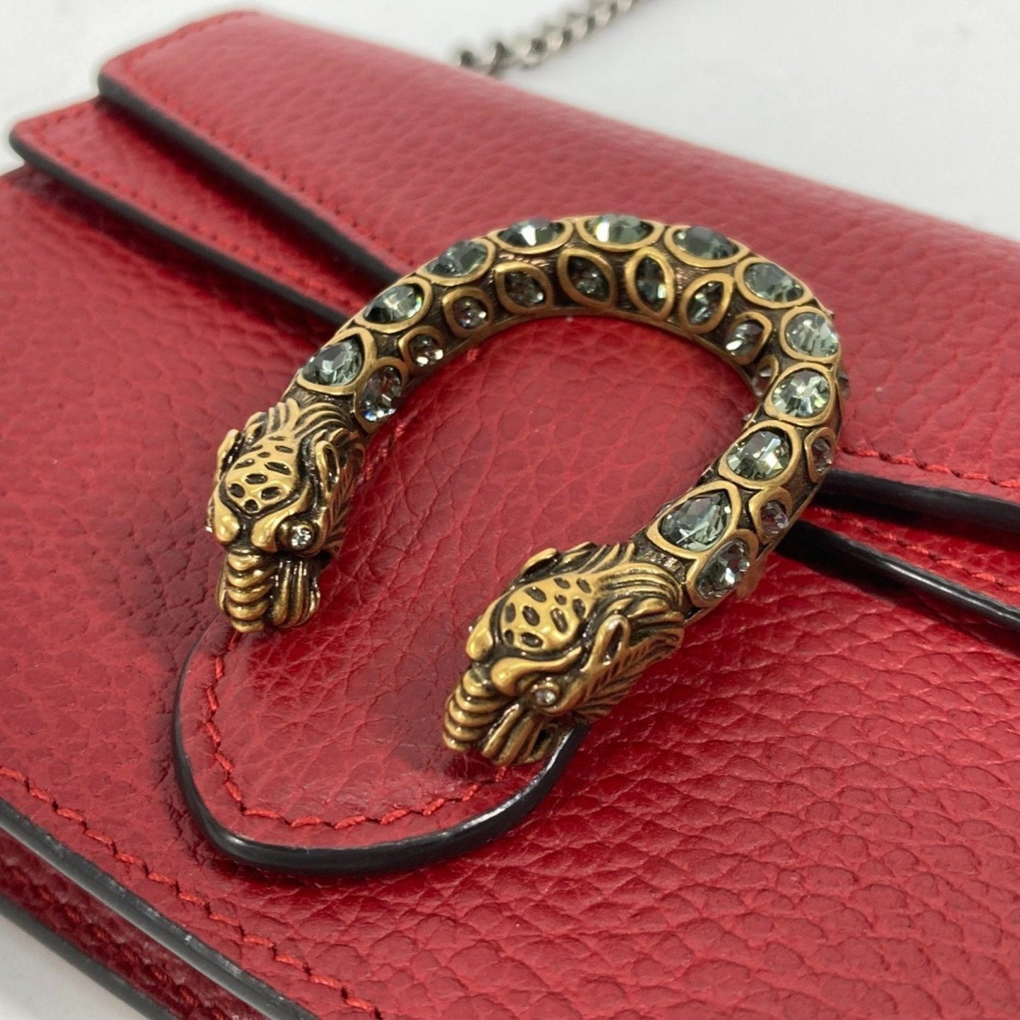 Gucci Red Color Leather Clutch Bag Pouch Shoulder Bag ( )