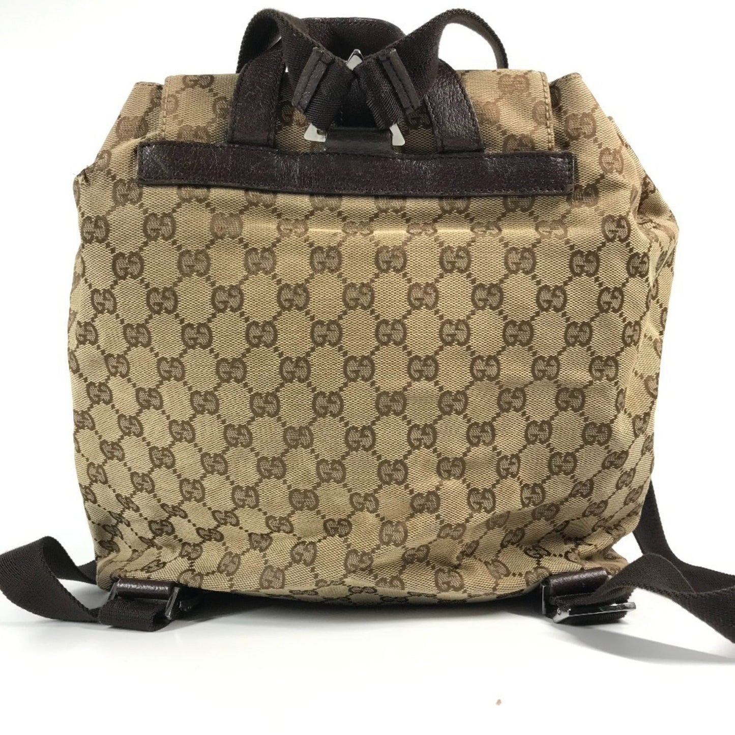 Gucci Beige Dark Brown Gg Canvas Backpack ( )