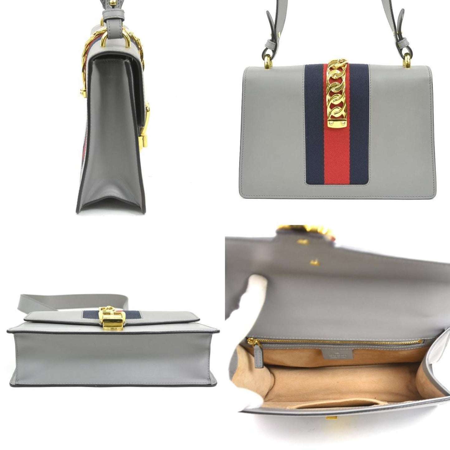 Gucci Gray Leather Shoulder Bag ( )