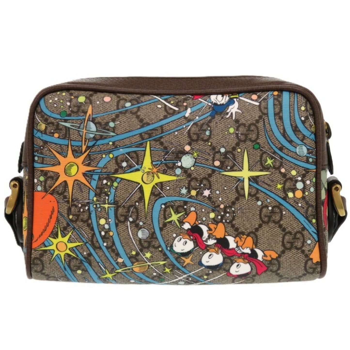 Gucci Brown Orange Gg Supreme Pvc Leather Shoulder Bag ( )
