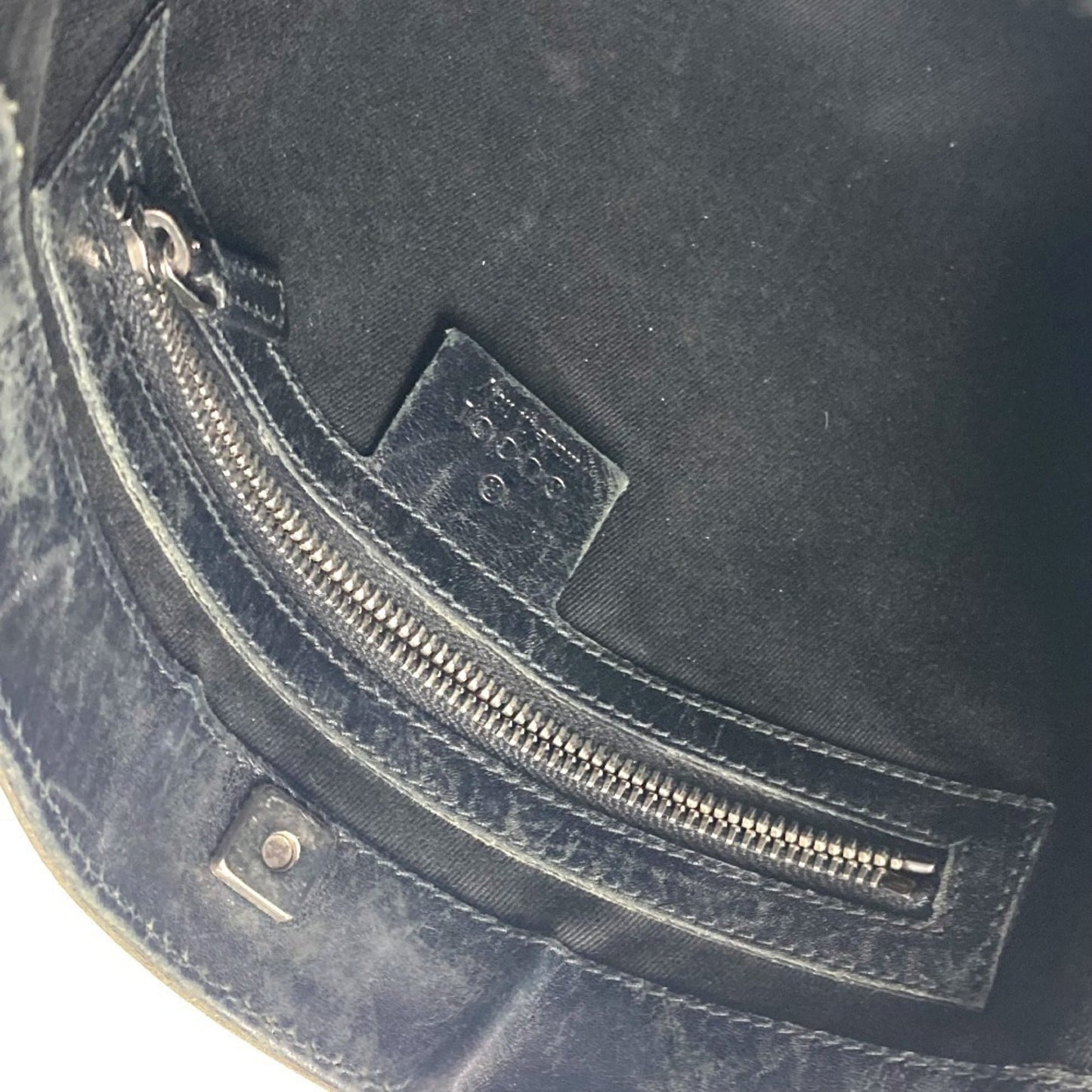 Gucci Black Gg Canvas Leather Shoulder Bag ( )