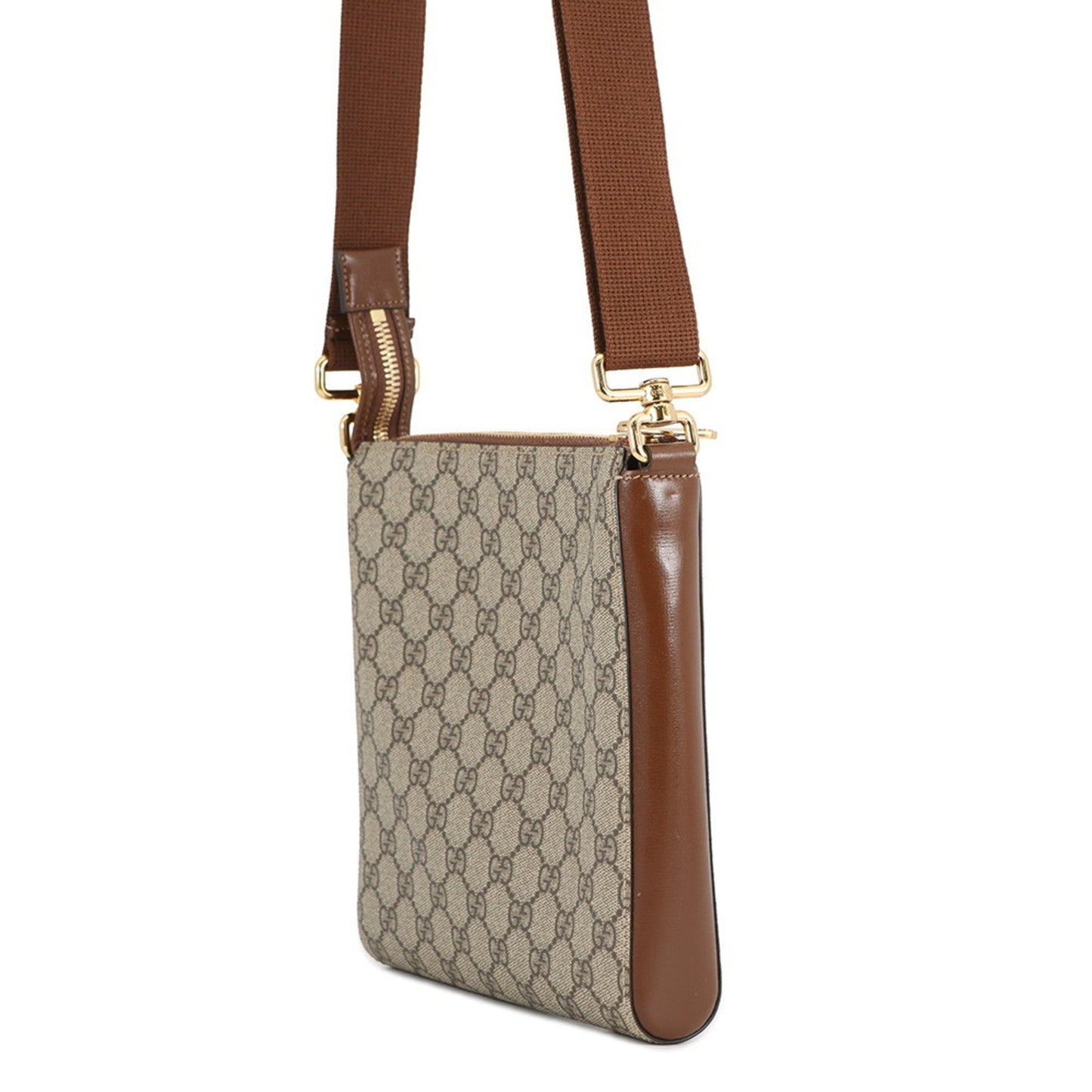 Gucci Beige Brown Gg Supreme Leather Messenger Bag Shoulder Bag ( )