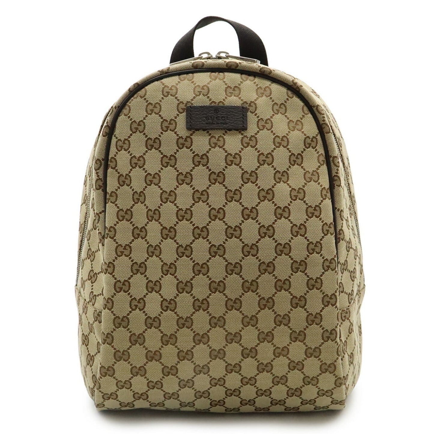 Gucci Gg Canvas Beige Dark Brown Gg Canvas Leather Backpack ( )