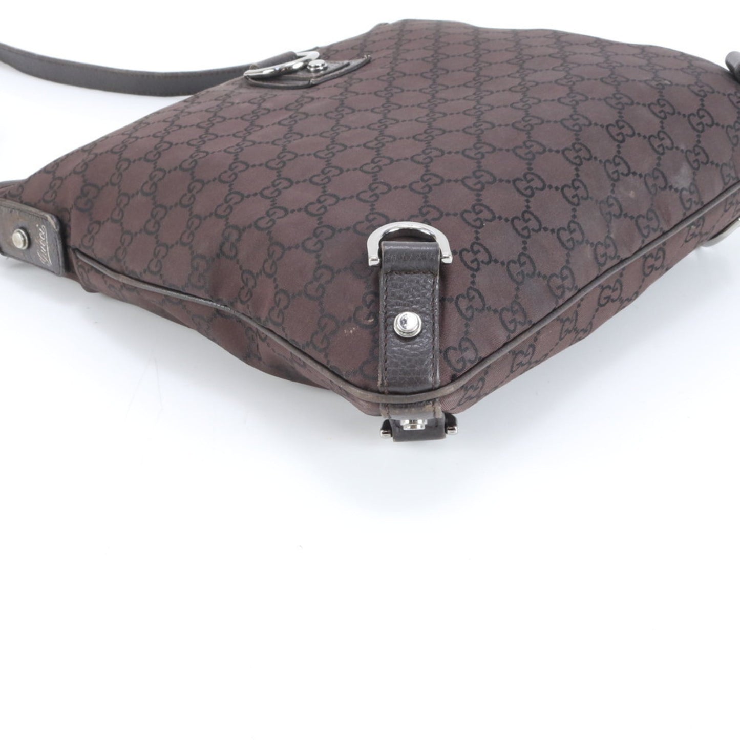 Gucci Brown Leather Canvas Shoulder Bag ( )