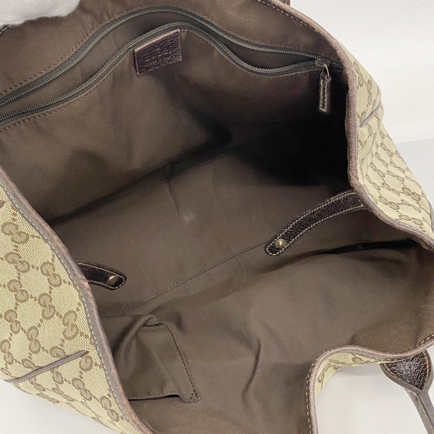 Gucci Beige Brown Canvas Tote Bag ( )