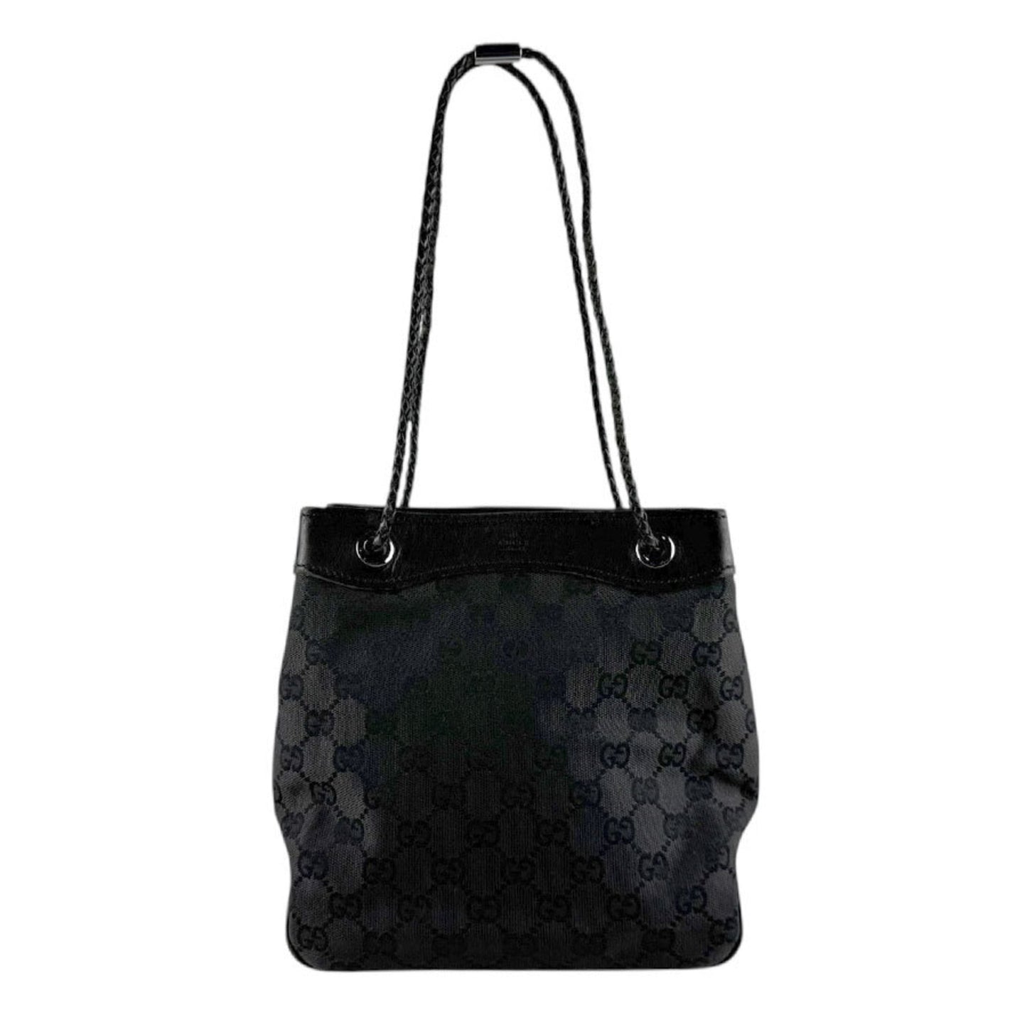 Gucci Black Gg Canvas Leather Shoulder Bag ( )