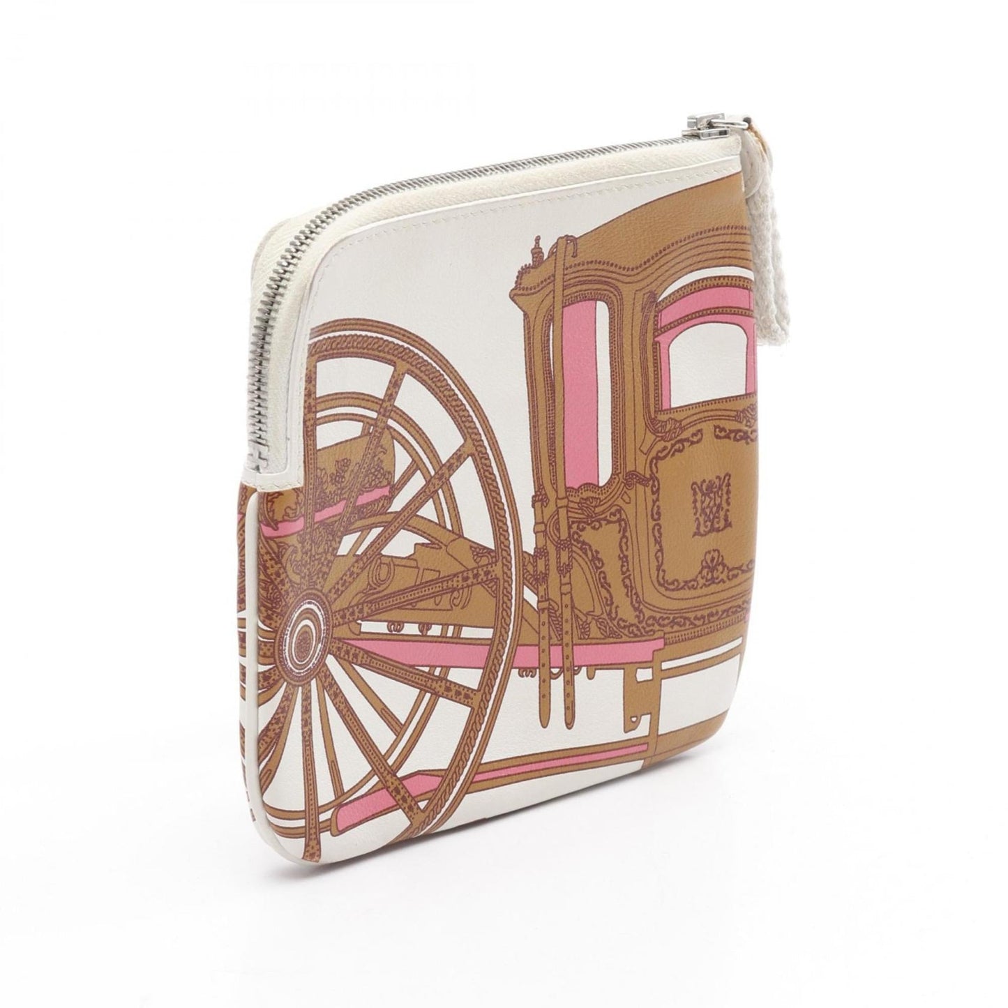 Hermes Brown Pink White Swift Leather Pouch ( )