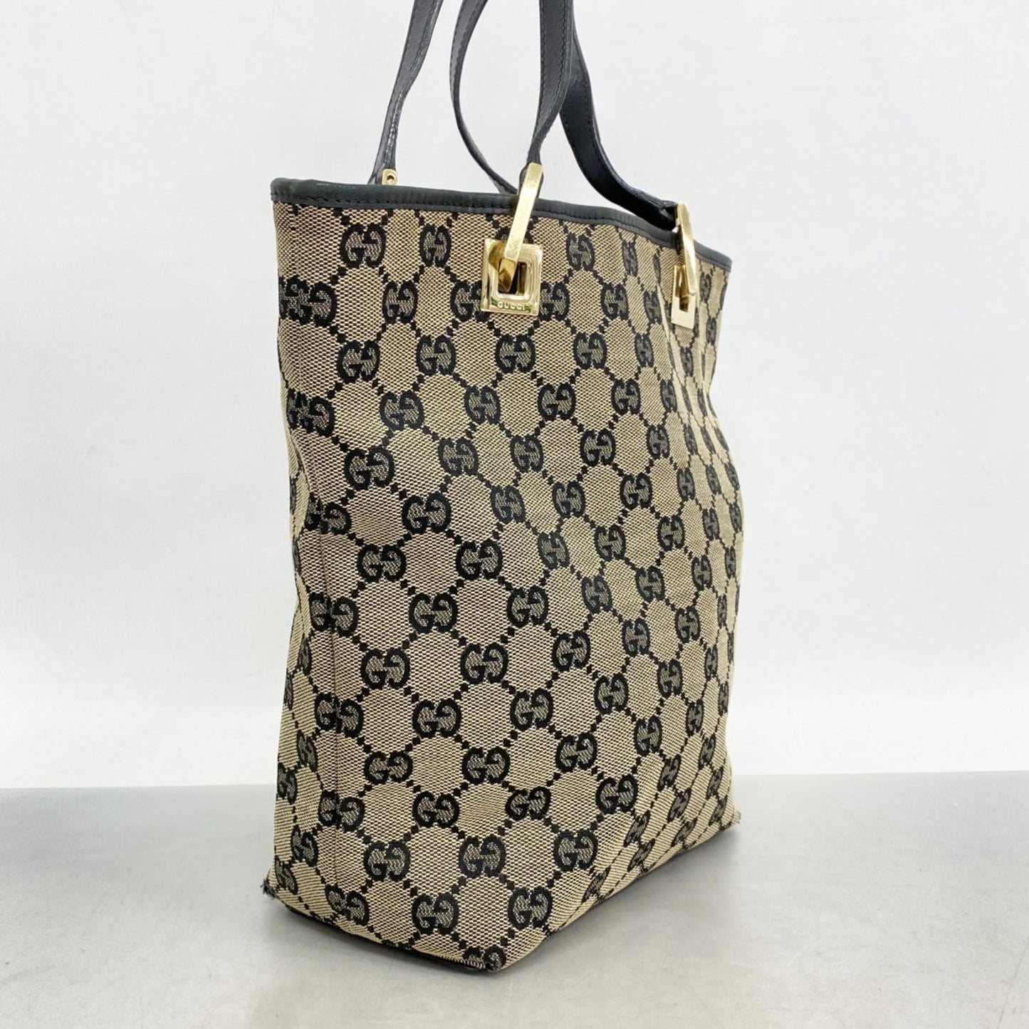 Gucci Black Brown Canvas Tote Bag ( )