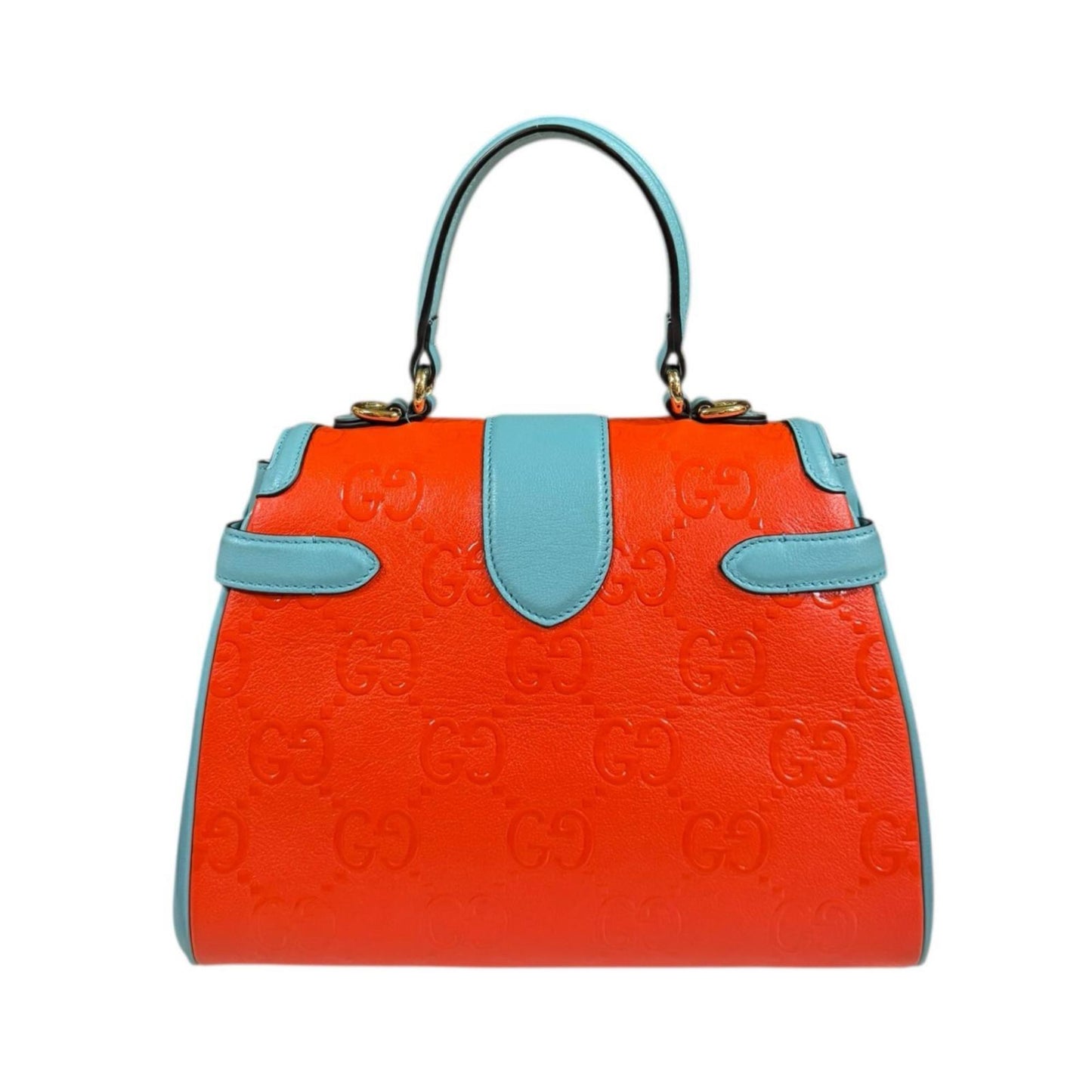 Gucci Light Blue Orange Leather Shoulder Bag ( )