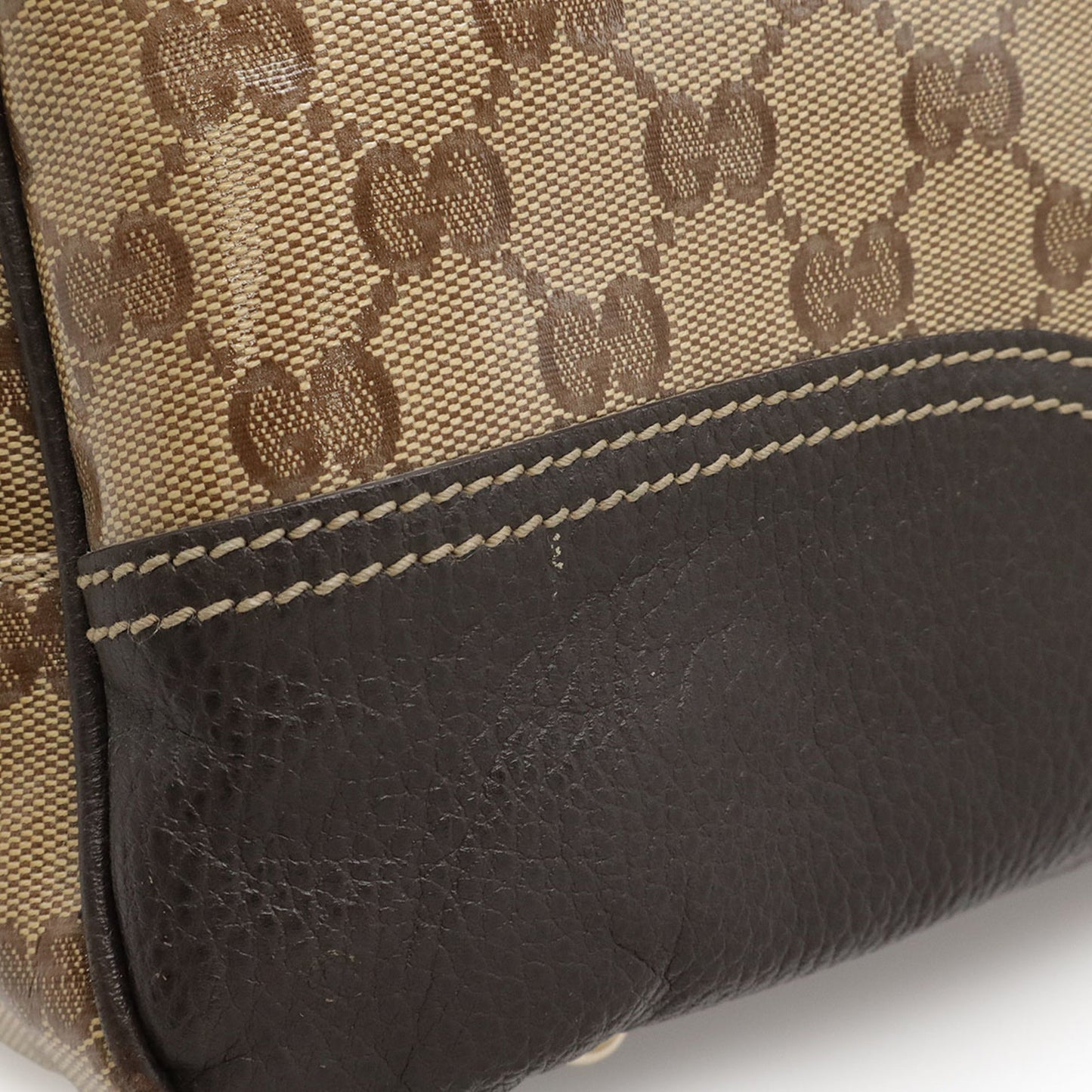 Gucci Beige Brown Dark Brown Green Khaki Red Color Coated Canvas Leather Boston Bag Handbag ( )
