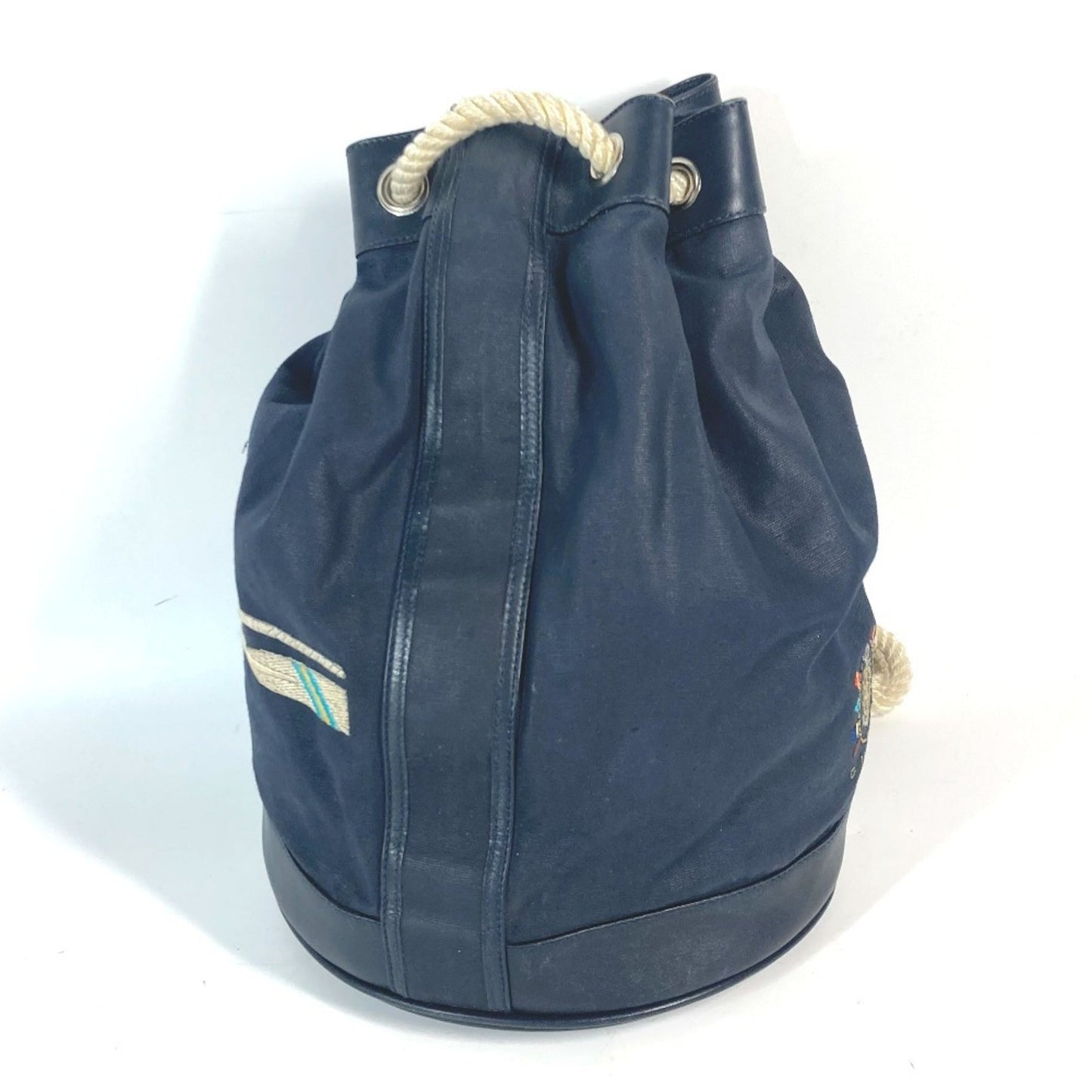 Gucci Navy Coated Canvas Leather Shoulder Bag ( )