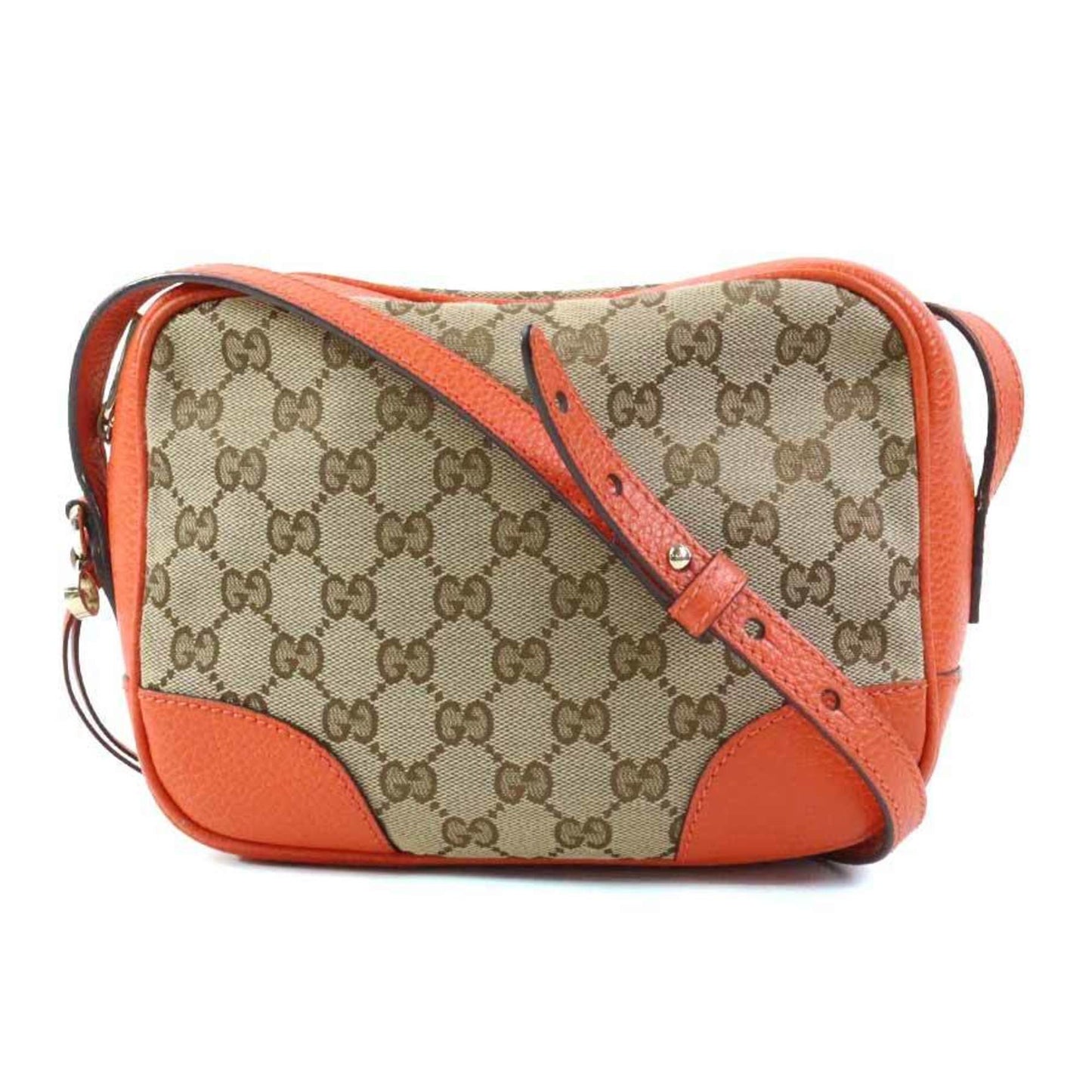 Gucci Brown Orange Canvas Leather Shoulder Bag