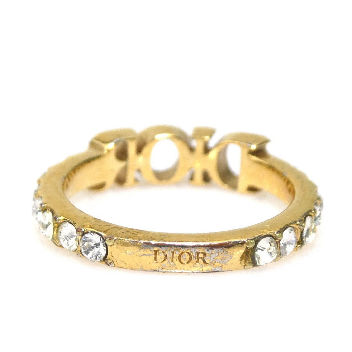 Christian Dior Gold Metal Rhinestone Band Ring ()