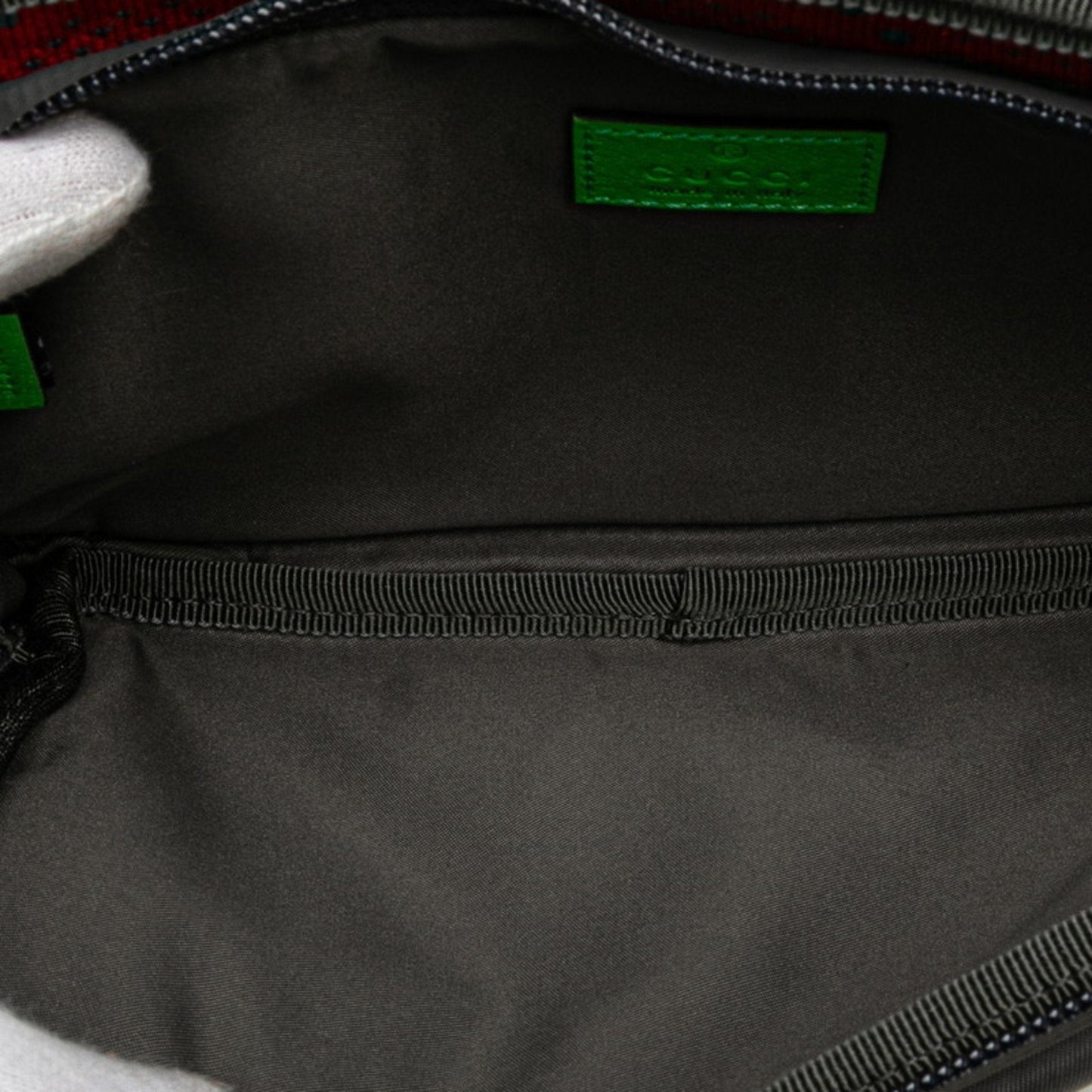 Gucci Gray Red Color Nylon Rubber Fanny Pack Sling Bag ( )