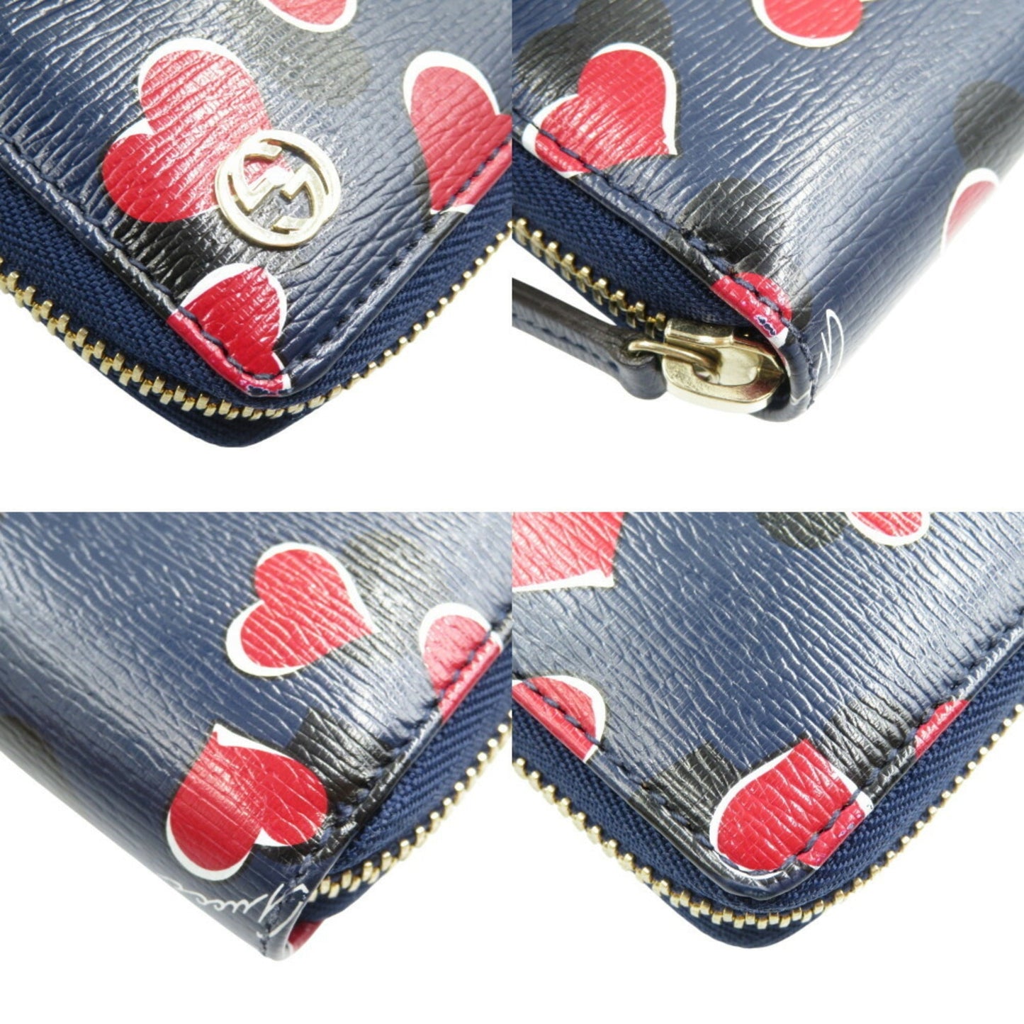Gucci Black Navy Red Color Leather Long Wallet (Bi-Fold) ( )