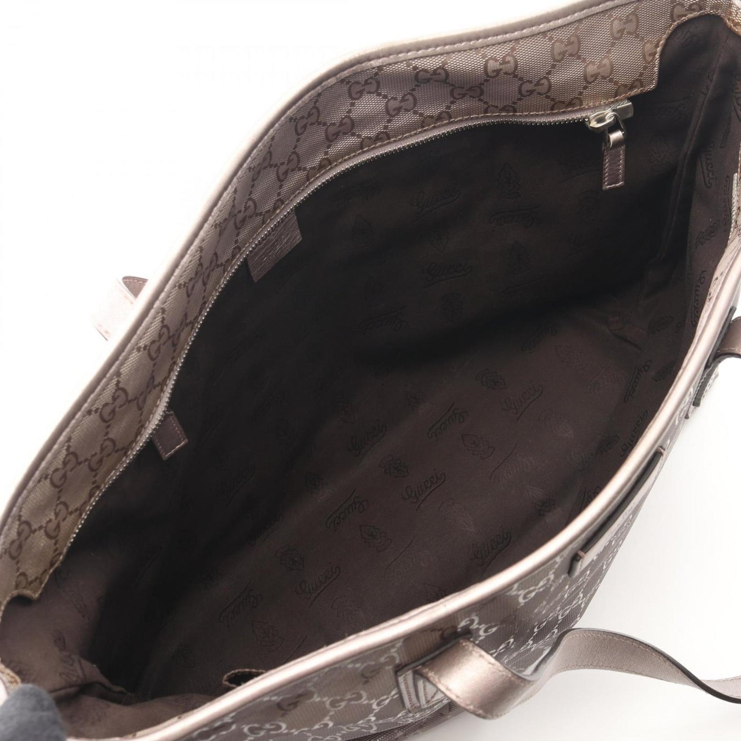 Gucci Gg Imprimé Brown Pvc Coated Canvas Leather Tote Bag ( )