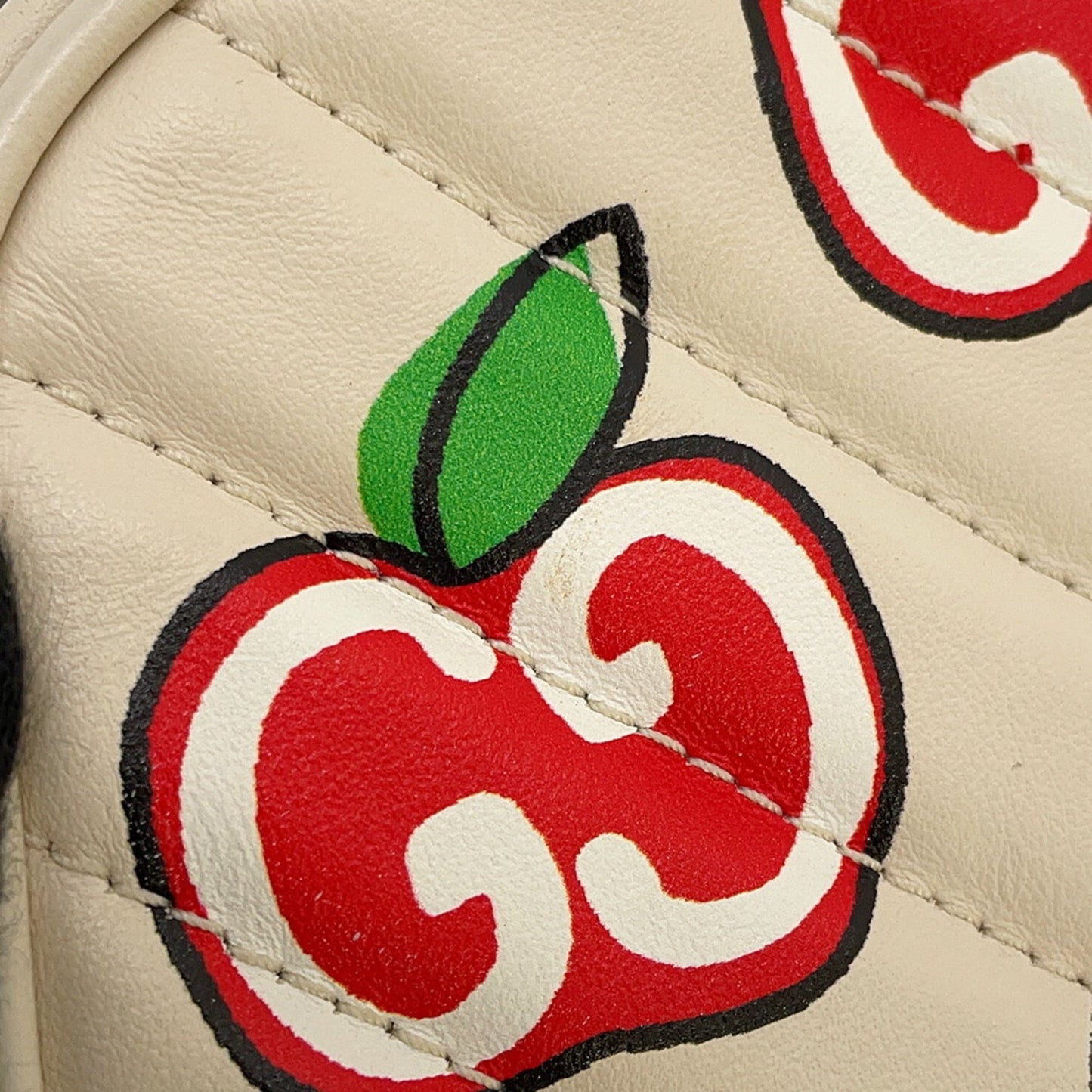 Gucci Beige Red Color White Leather Shoulder Bag ( )
