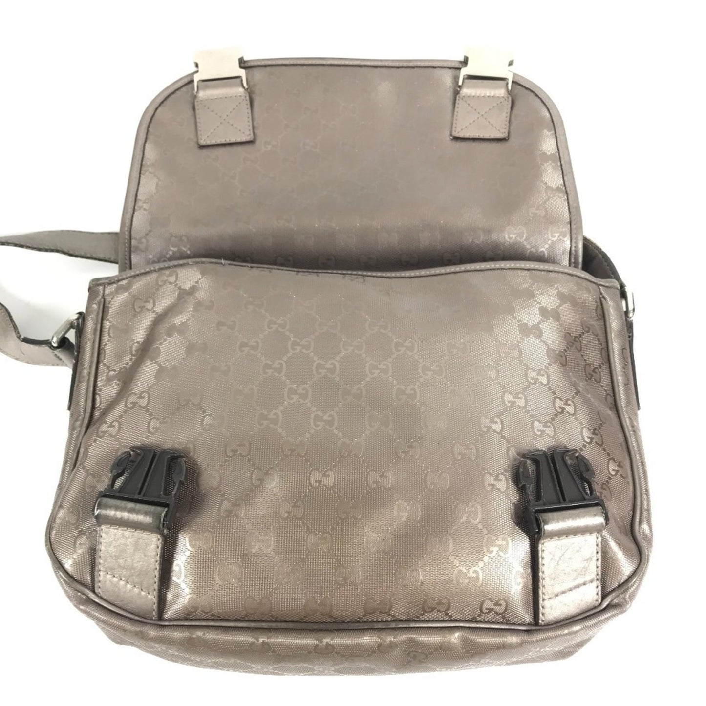Gucci Metallic Gg Imprimé Leather Messenger Bag Shoulder Bag ( )