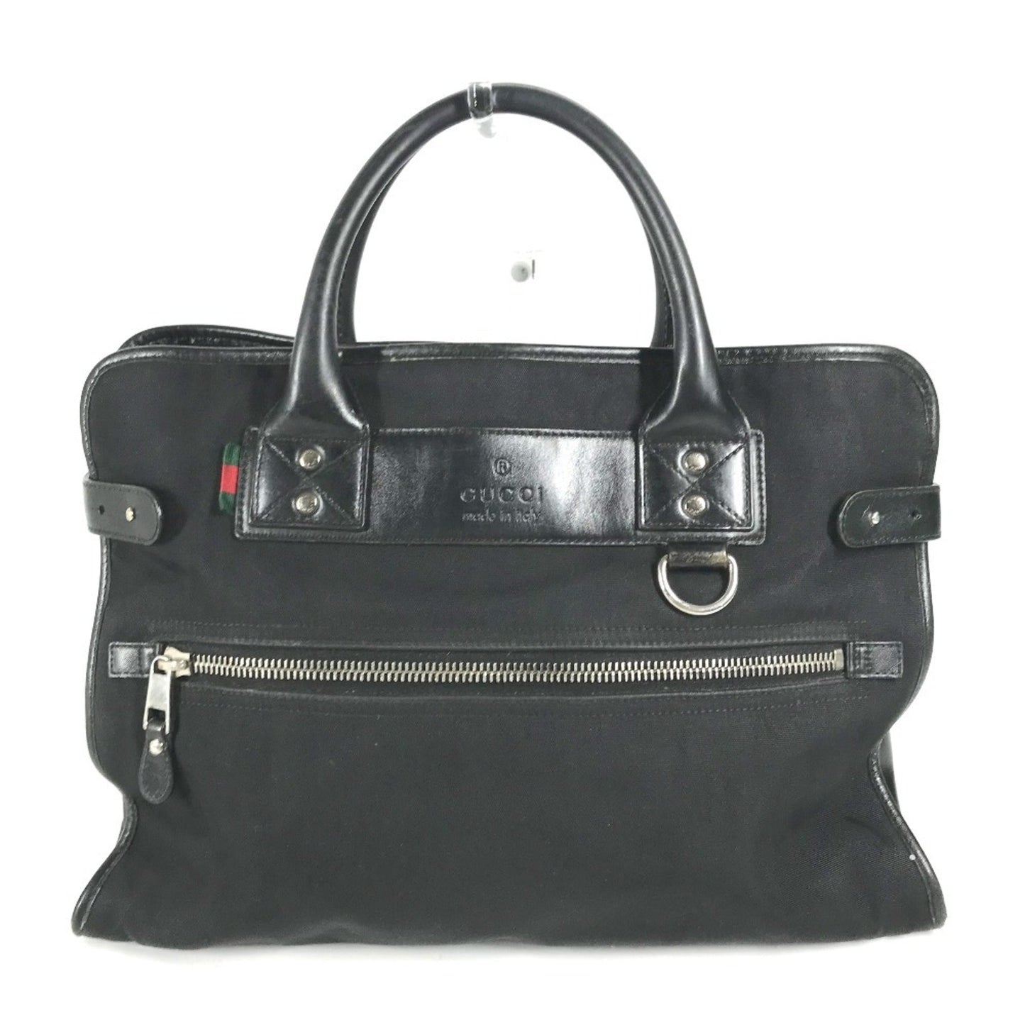 Gucci Black Nylon Leather Handbag Tote Bag ( )