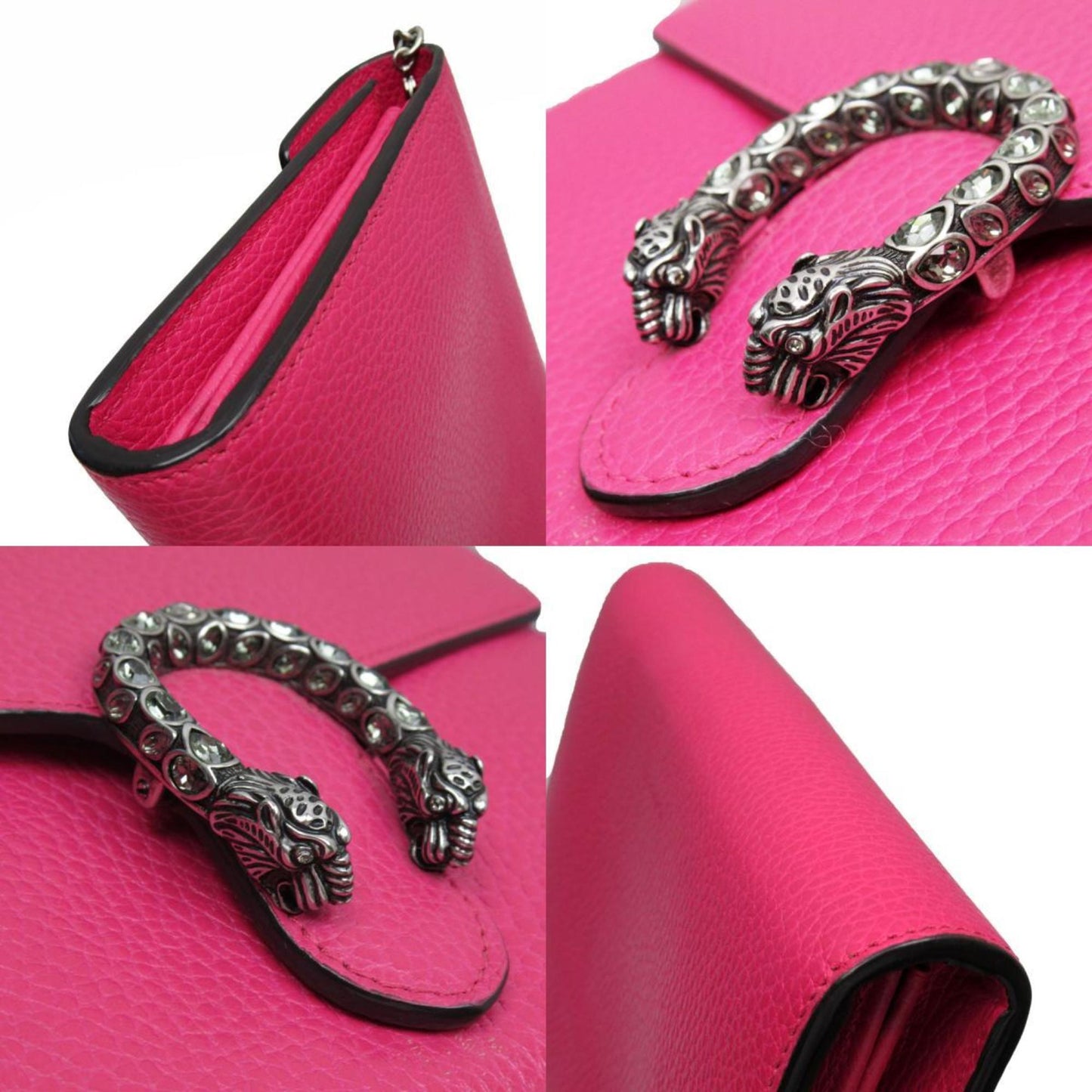 Gucci Pink Leather Chain/Shoulder Wallet ( )